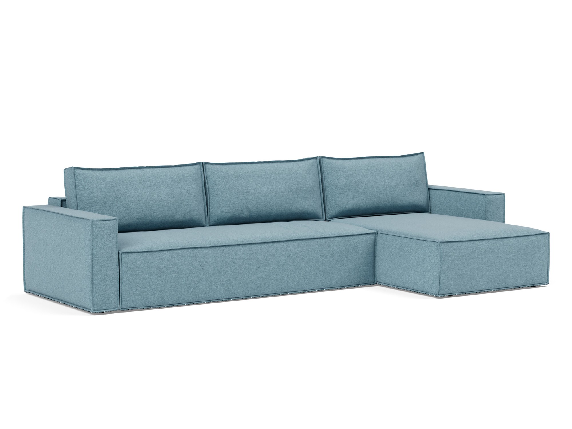 Schlafsofa Newilla mit Chaiselongue Flachgewebe Mixed Dance 525-Light-Blue
