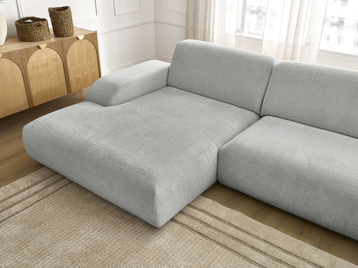 Bobochic Sirius Ecksofa 300 × 170 cm Strukturstoff Hellgrau Ecke links