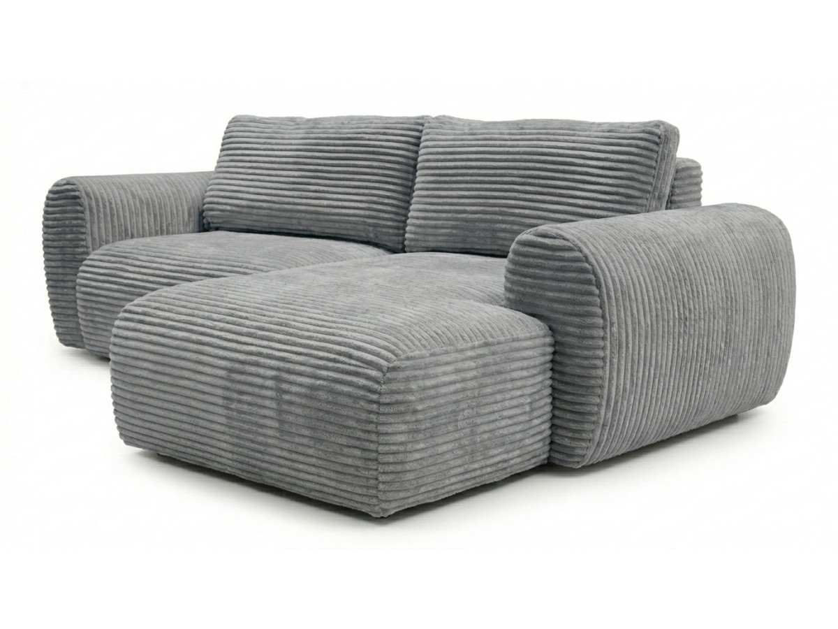 Bobochic Lucien Ecksofa mit Schlaffunktion und Bettkasten Breitcord weich Dunkelgrau Ecke rechts