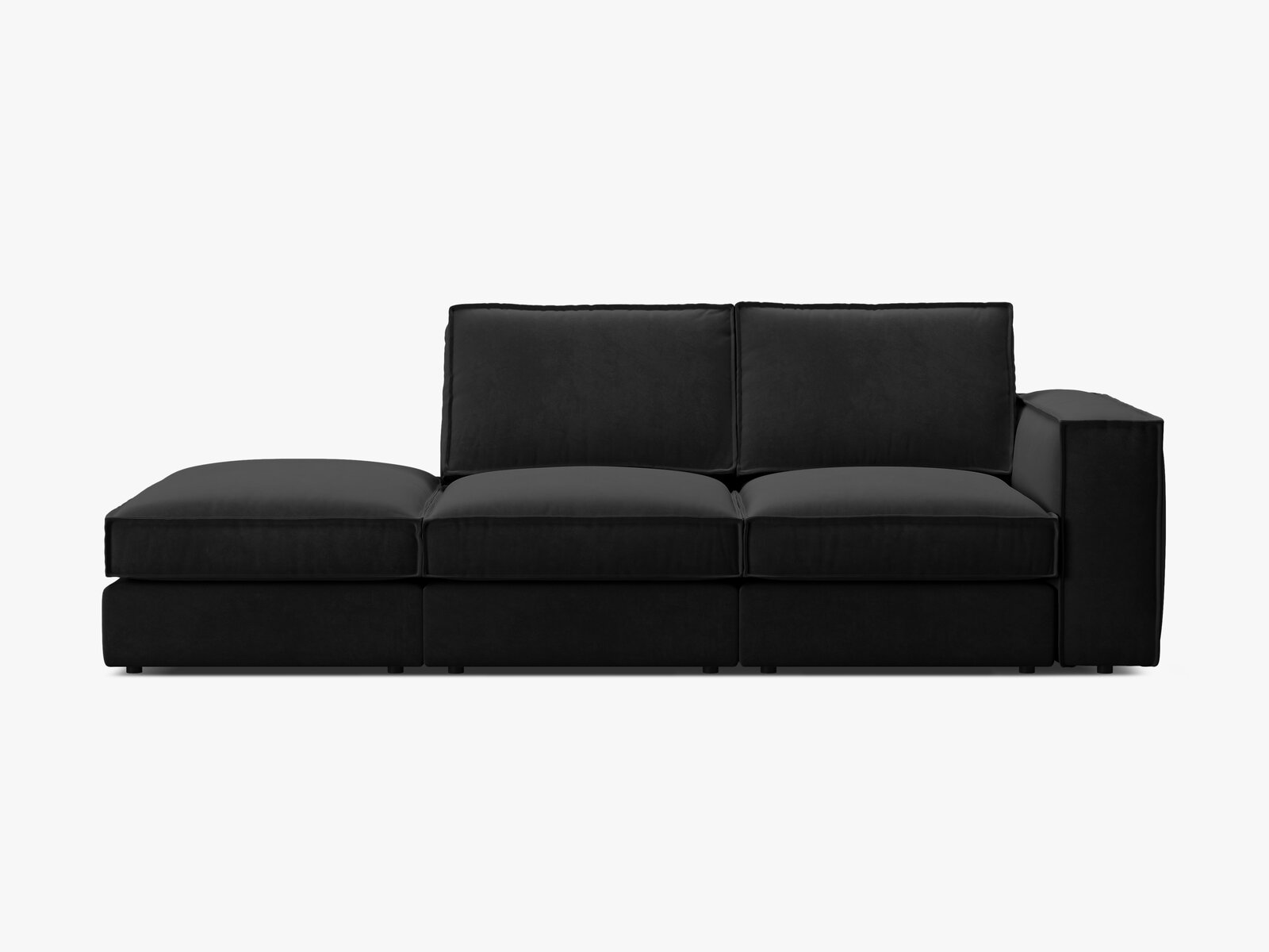 Micadoni modulares offenes Sofa Pola 3-Sitzer Links Samt Salvador Schwarz