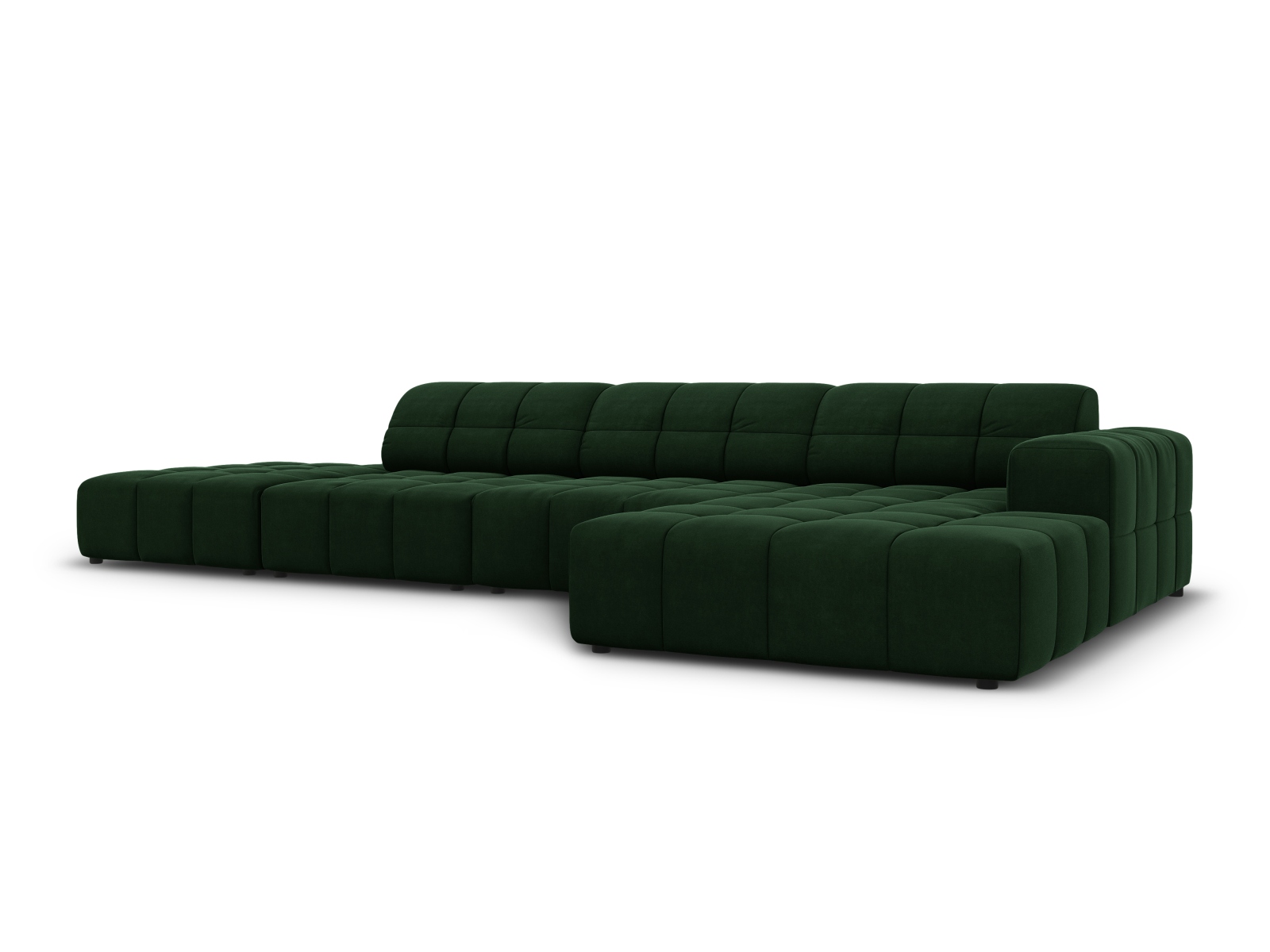 Cosmopolitan Design Ecksofa Chicago 5-Sitzer offen Samt Bluvel Flaschengrün Rechts