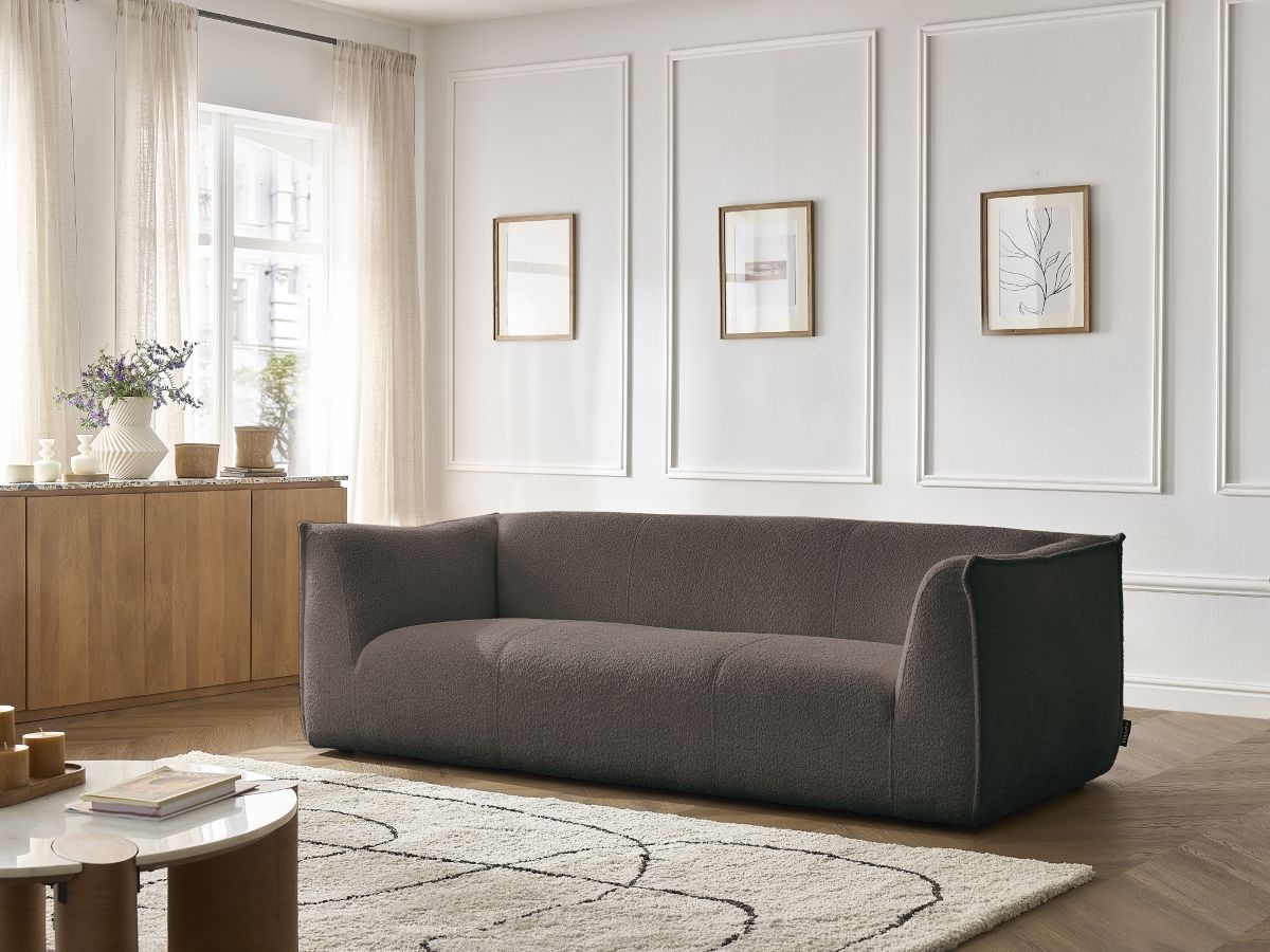 Bobochic Giorgia Sofa 3-Sitzer Bouclé-Stoff Braun