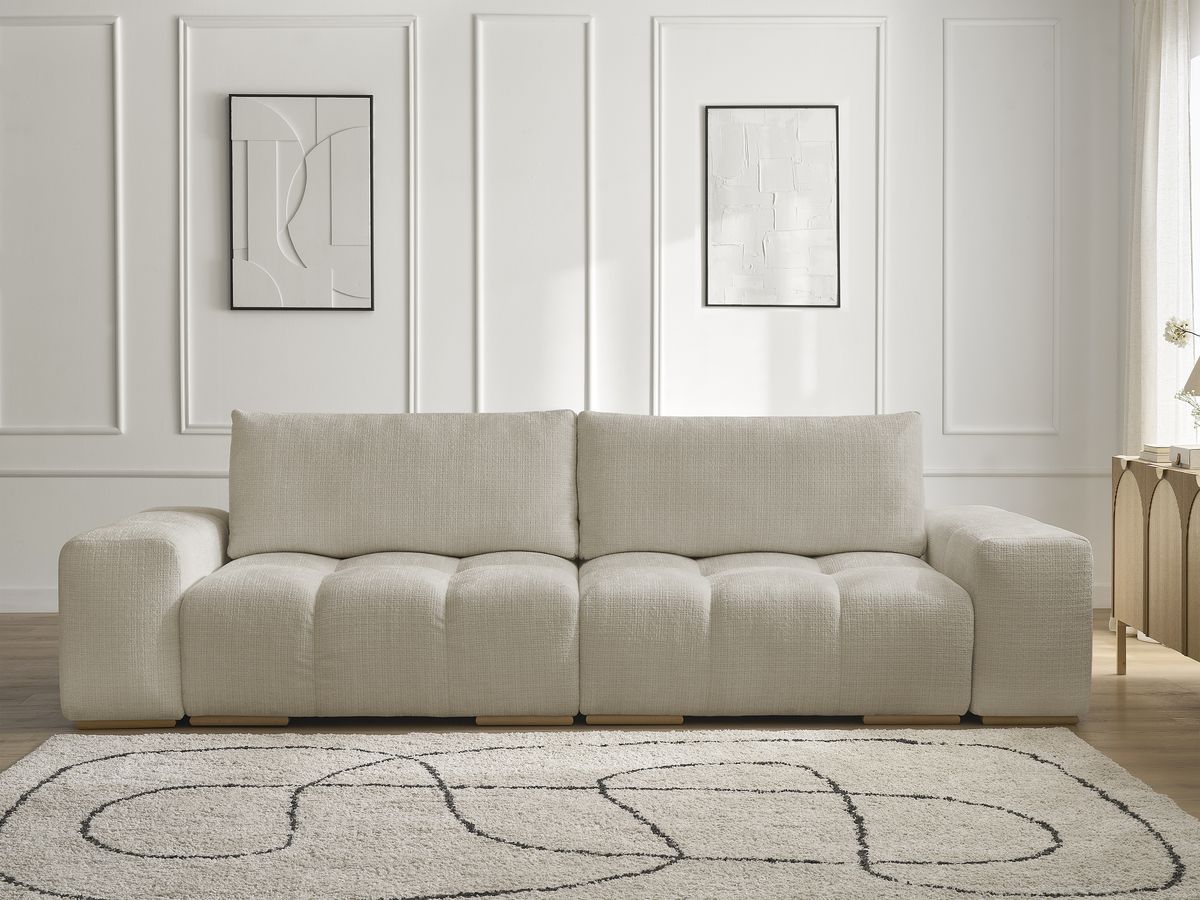 Bobochic Anakin Sofa 3-Sitzer, 2 Kissen Strukturstoff Beige