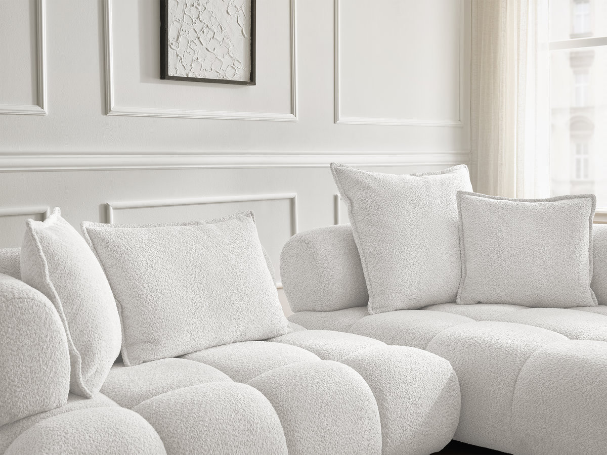 Bobochic Alya Ecksofa Bouclé-Stoff Weiß Ecke rechts