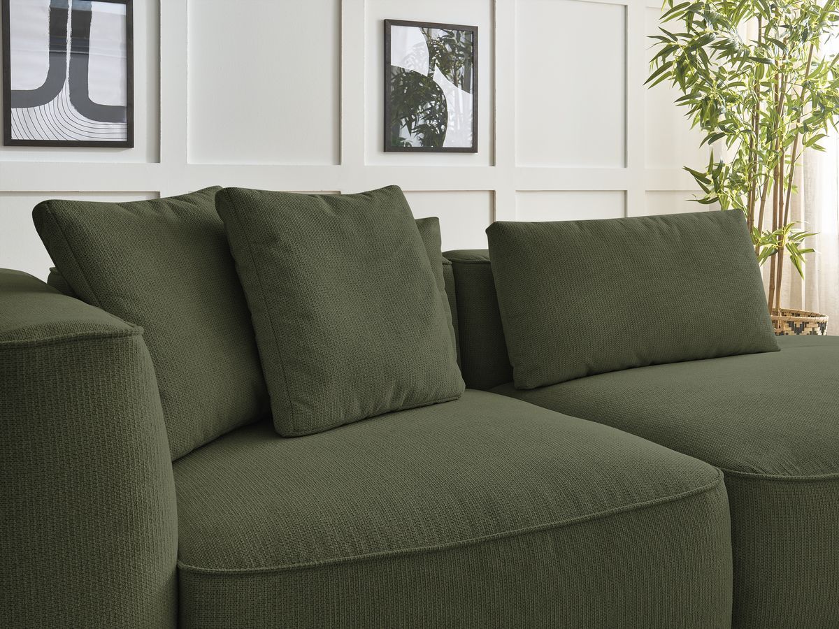 Bobochic Leopold Sofa 3-Sitzer Melange-Stoff Dunkelgrün Armlehne links