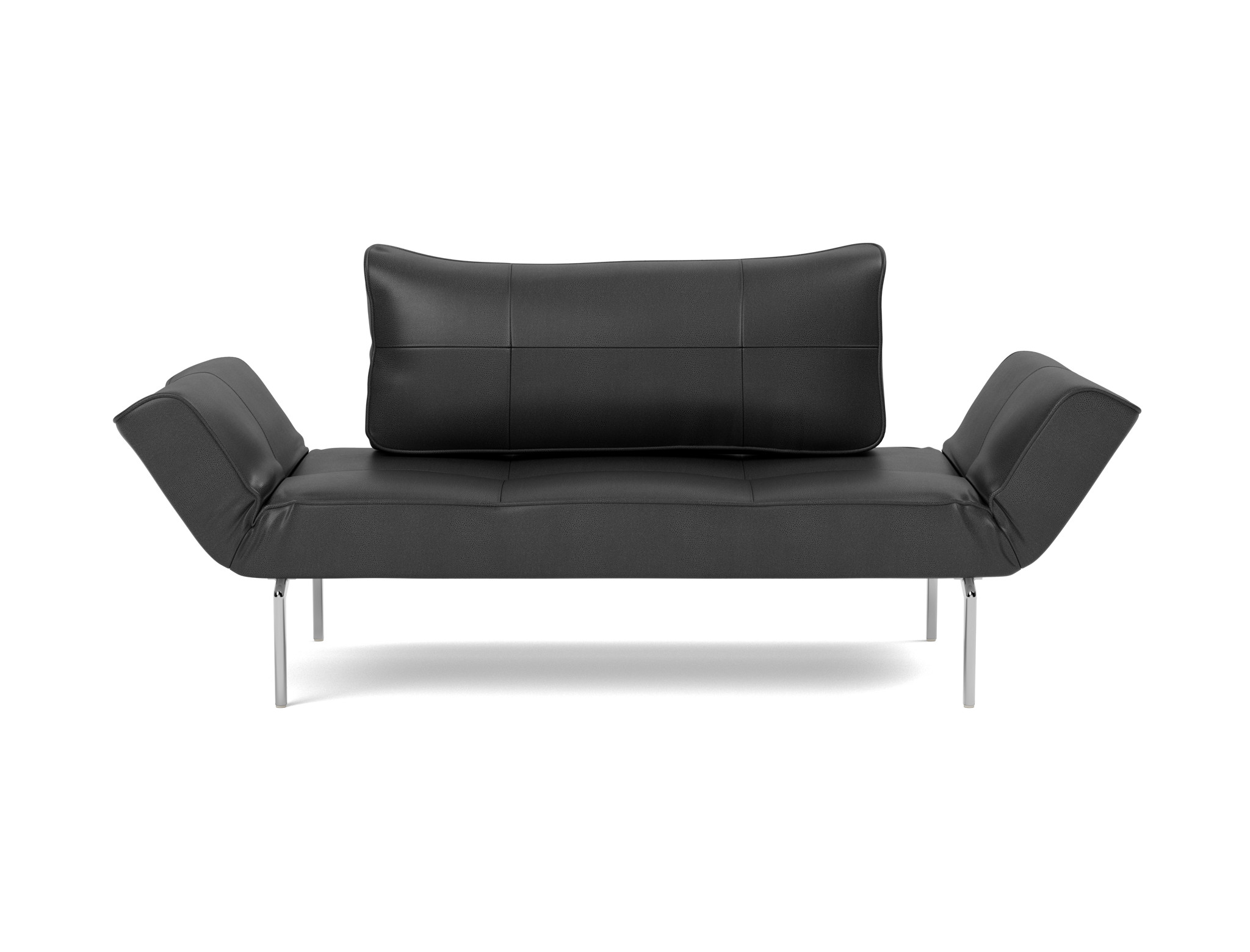 Tagesbett Zeal Lederoptik Faunal 550-Black Beine Straw Aluminium