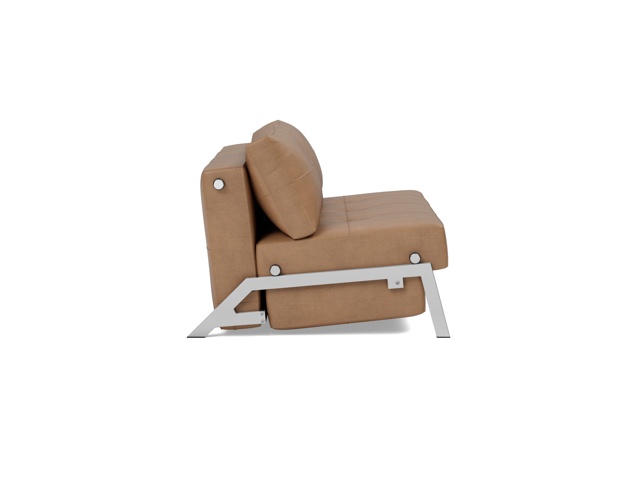 Schlafsofa Cubed 140 Lederoptik Faunal 551-Brown Beine Chrom