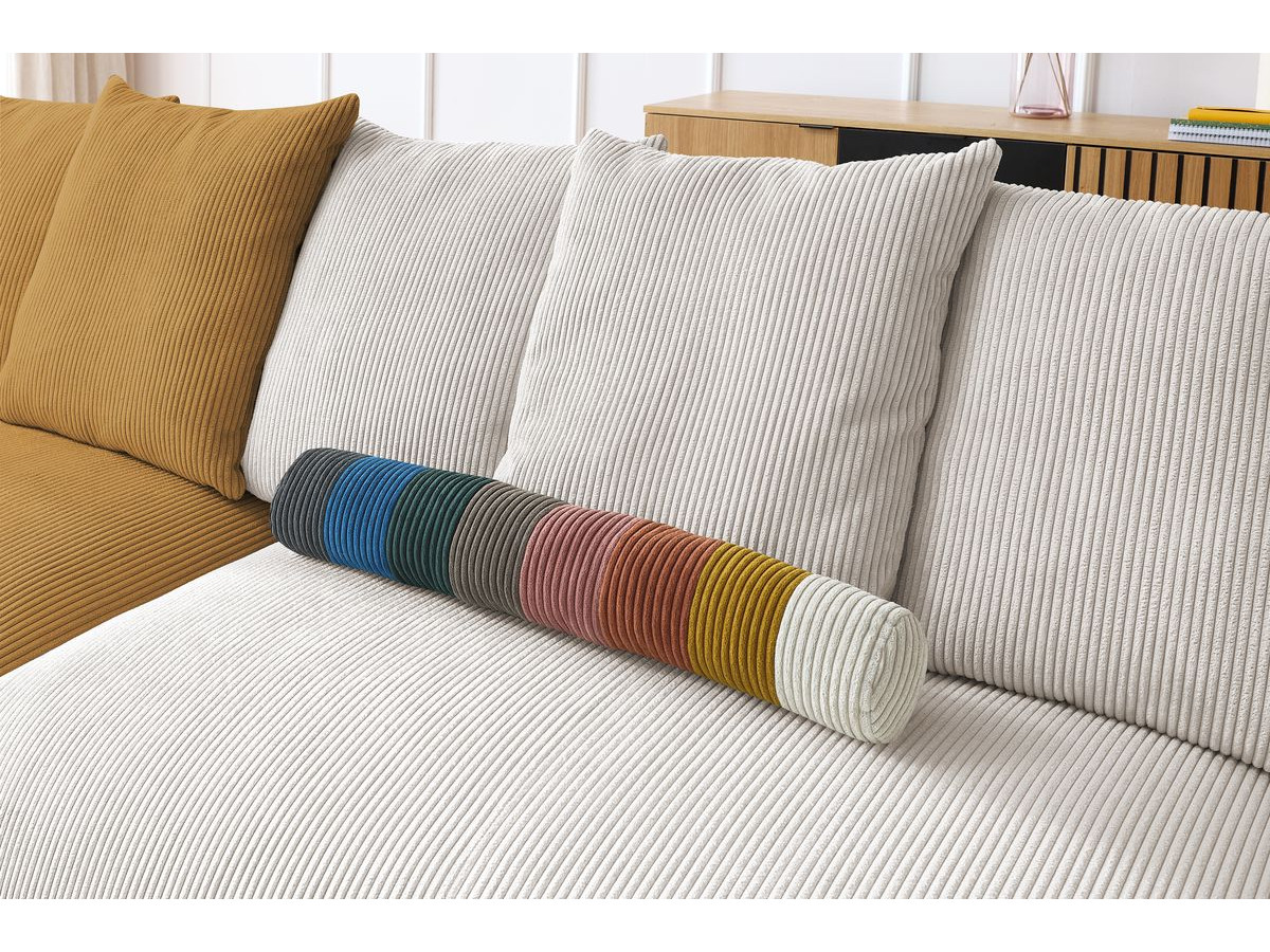 Bobochic Voltaire Ecksofa mit Pouf 322 × 268 cm Cordsamt Mehrfarbig Ecke rechts