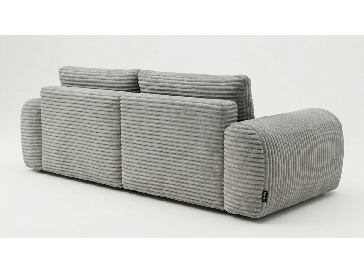 Bobochic Lucien Ecksofa mit Schlaffunktion und Bettkasten Breitcord weich Hellgrau Ecke links