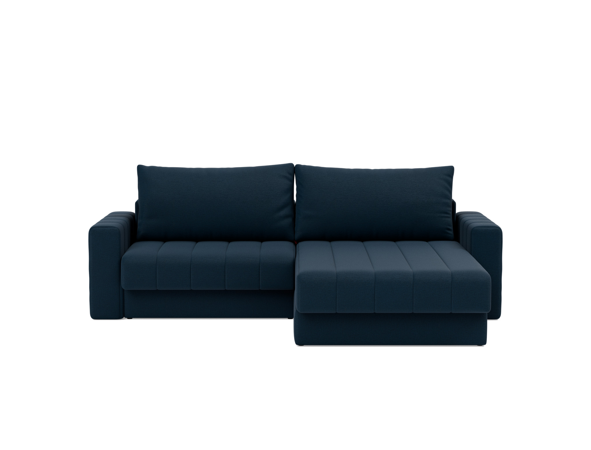 Schlafsofa Akello mit Chaiselongue und Armlehnen Flachgewebe Mixed Dance 528-Blue
