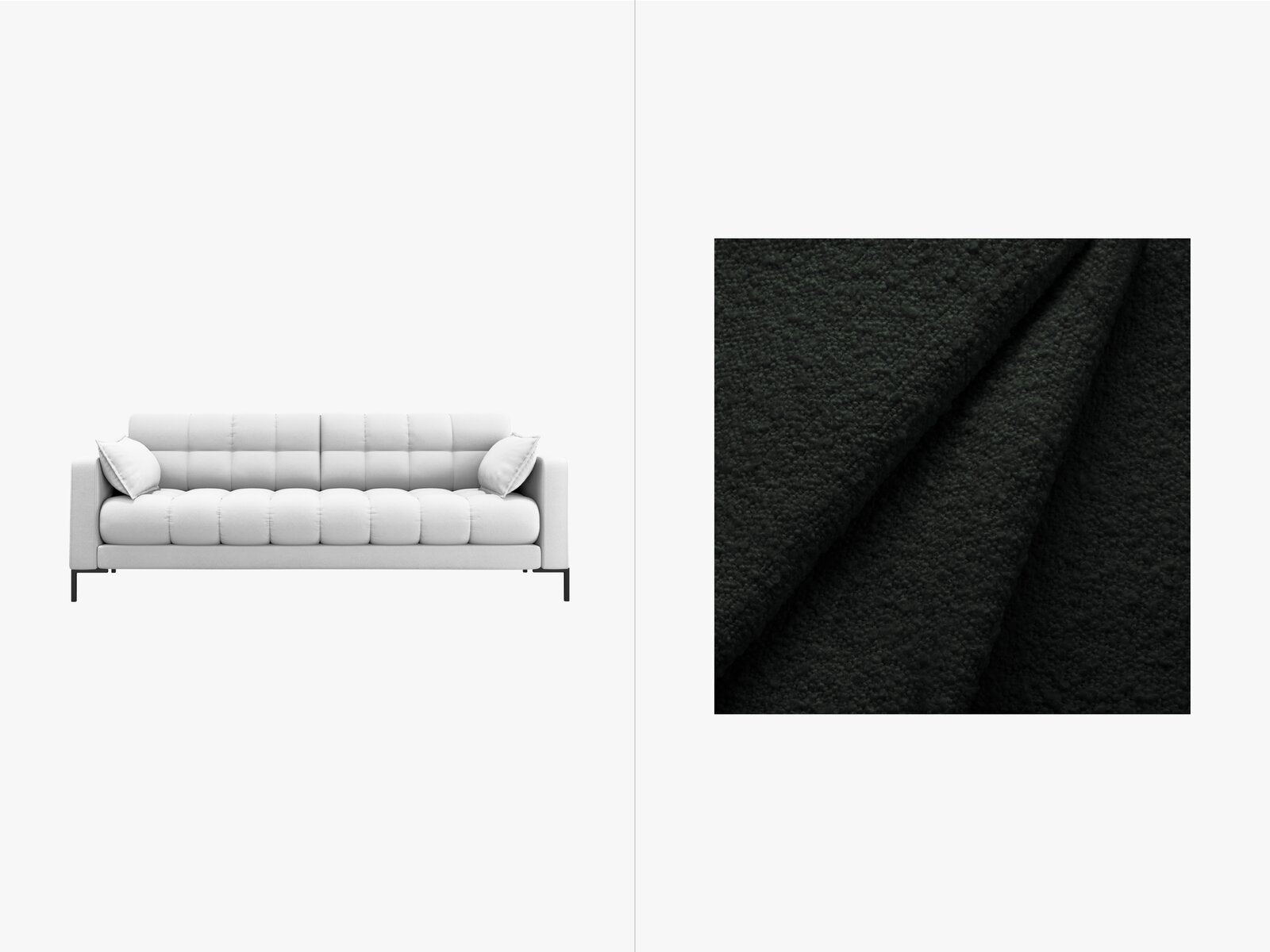 Micadoni Sofa Mamaia 3-Sitzer Boucle Baloo Schwarz schwarze Beine