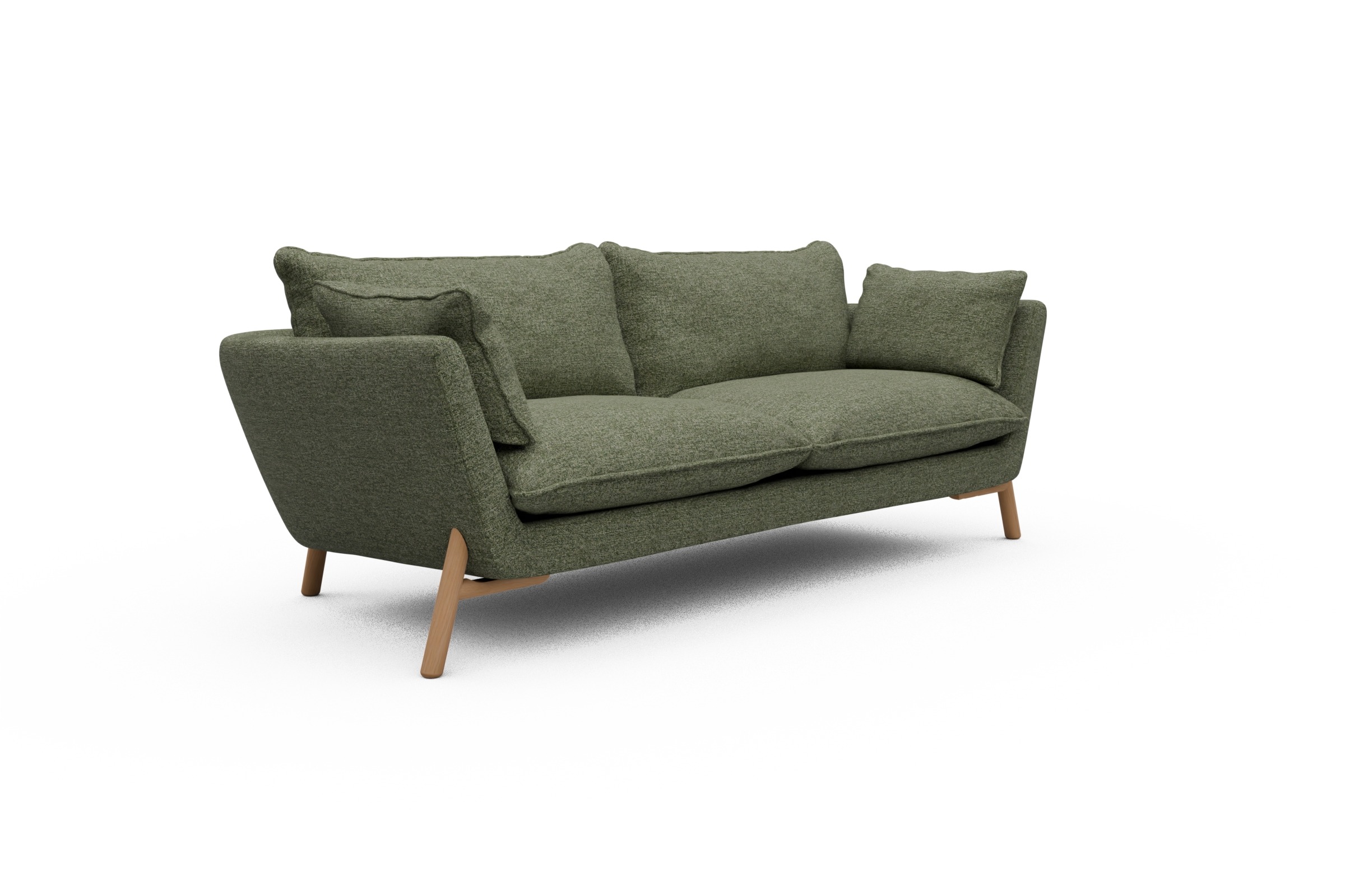 Sofa Emil PREMIUM 3-Sitzer Beinfarbe Eiche Natur Carreno-Vivid-Green