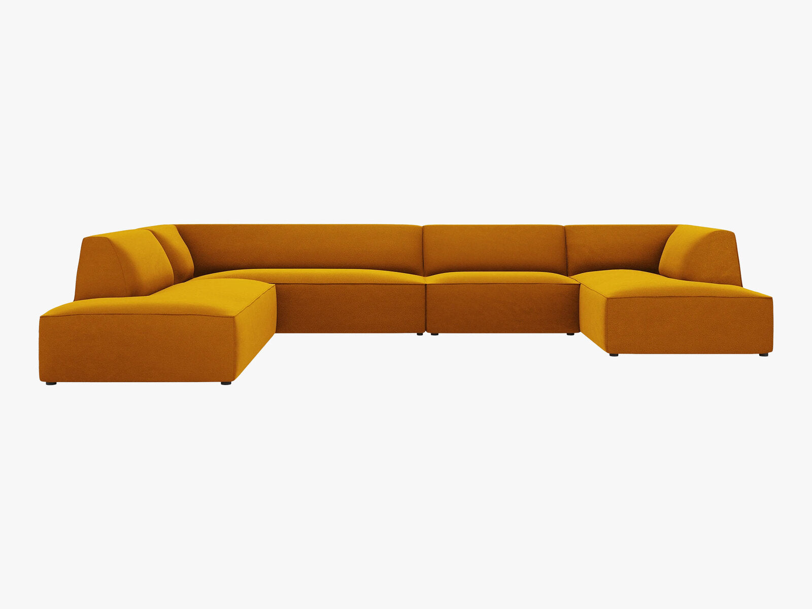 Micadoni Panorama-Ecksofa Ruby 7-Sitzer Links Samt Salvador Gelb