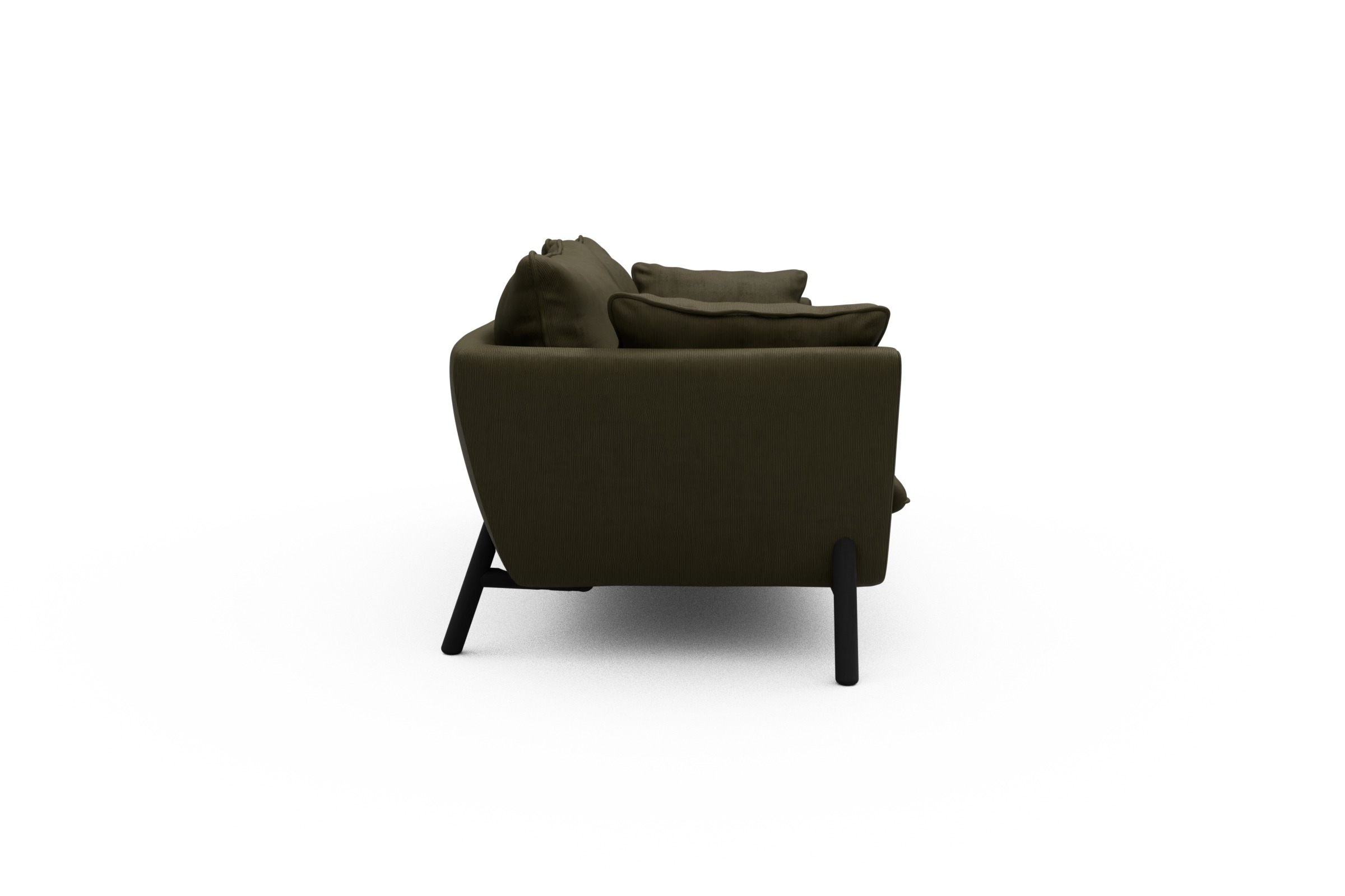 Sofa Emil PREMIUM 3-Sitzer Beinfarbe Eiche Schwarz Cordufine-Pine-Green