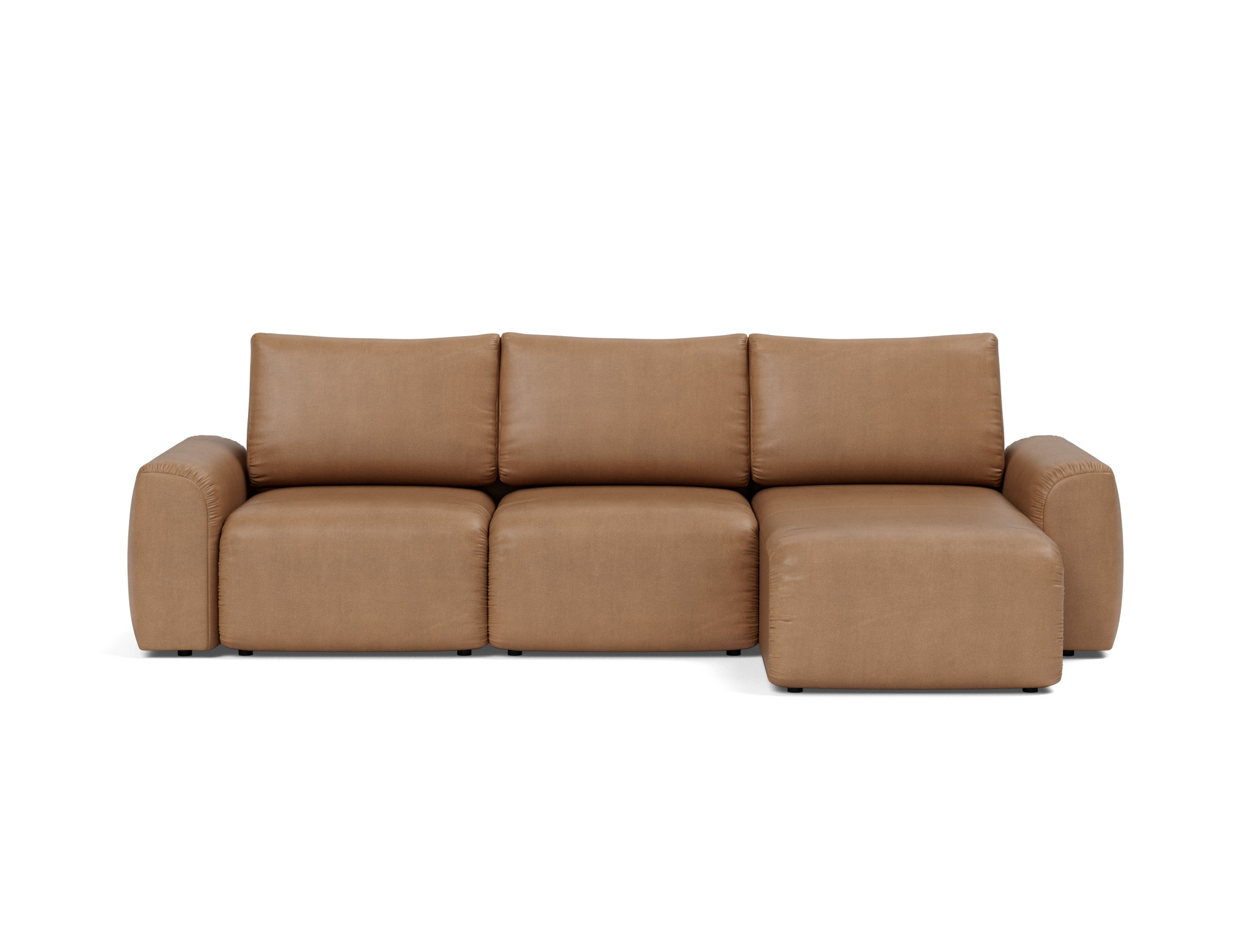 Schlafsofa Norum mit Chaiselongue und Chunky-Armlehnen Lederoptik Faunal 551-Brown