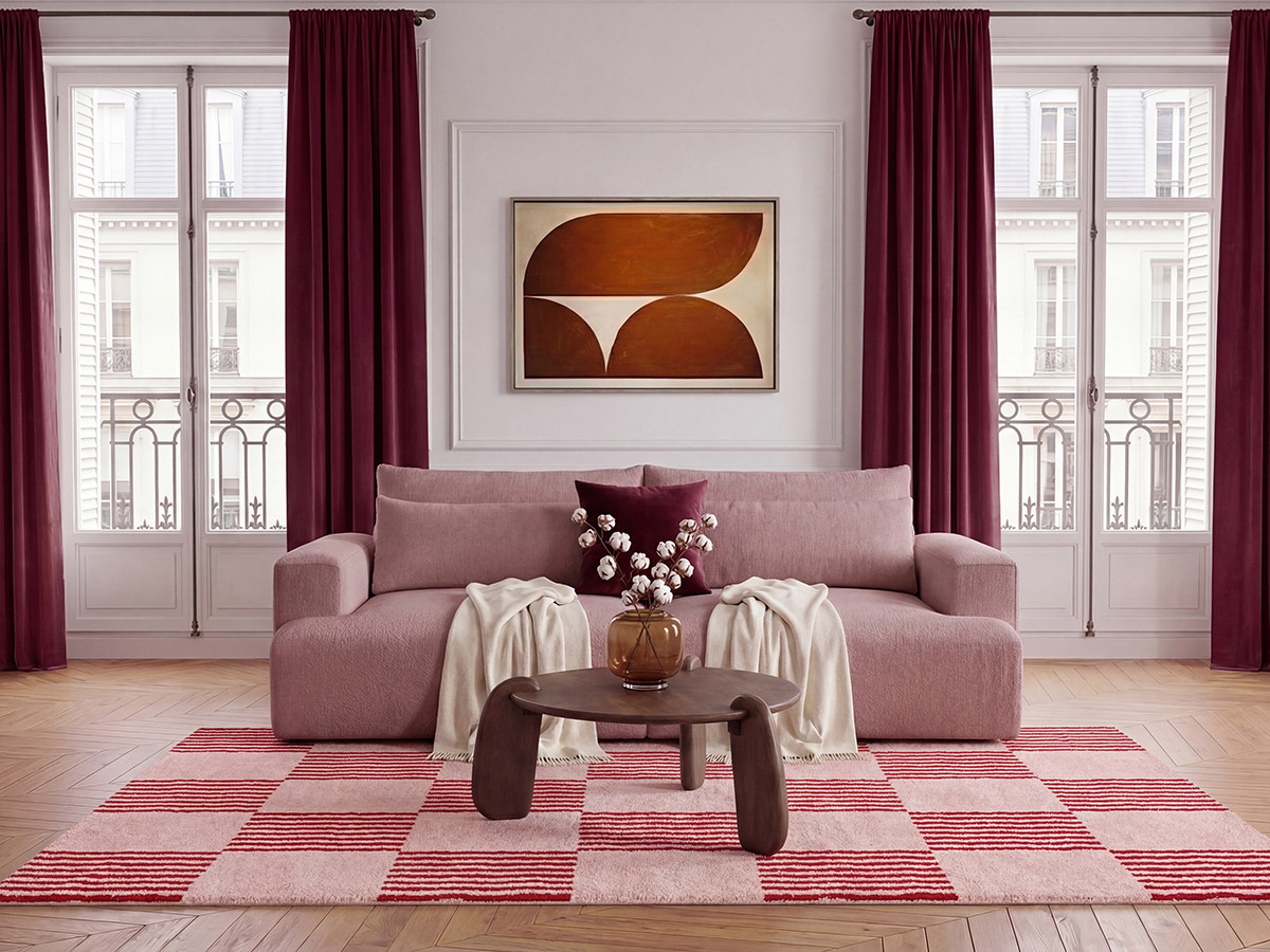 Bobochic Twiny Sofa 3-Sitzer Stoff Rosa