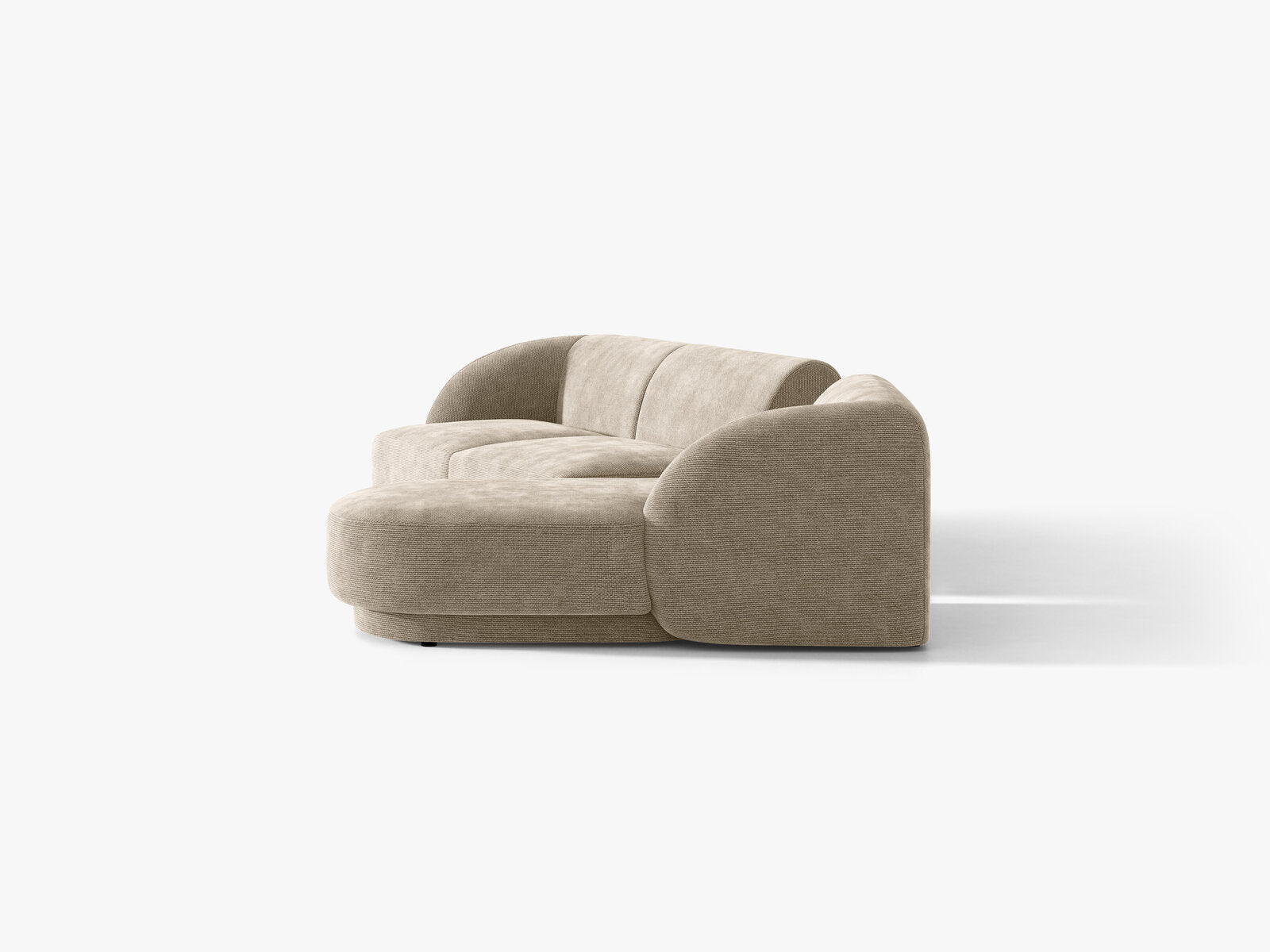 Micadoni Modulares Sofa Miley mit Recamiere 3-Sitzer Rechts Chenille Haga Beige