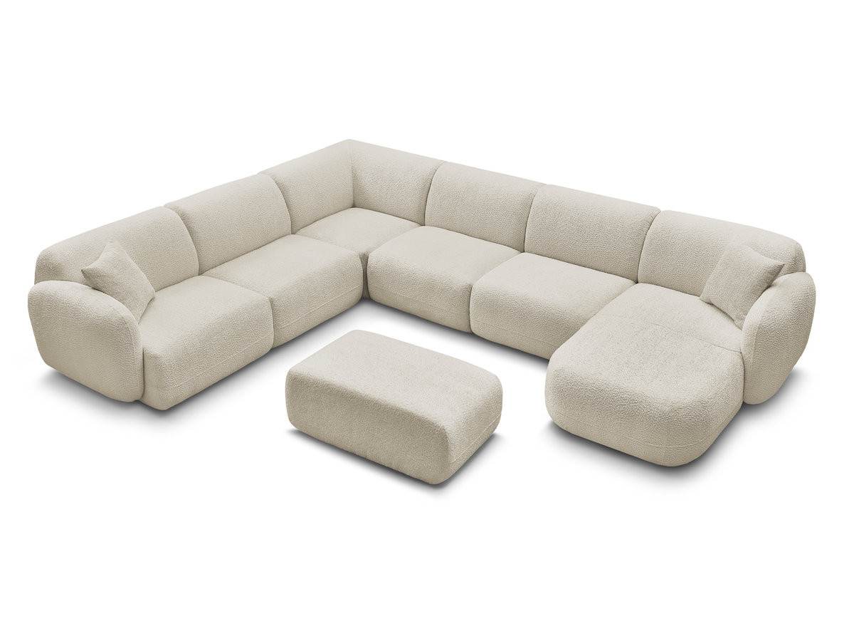 Bobochic Anda Wohnlandschaft mit Pouf 373 × 289 cm Chenille Beige Ecke links