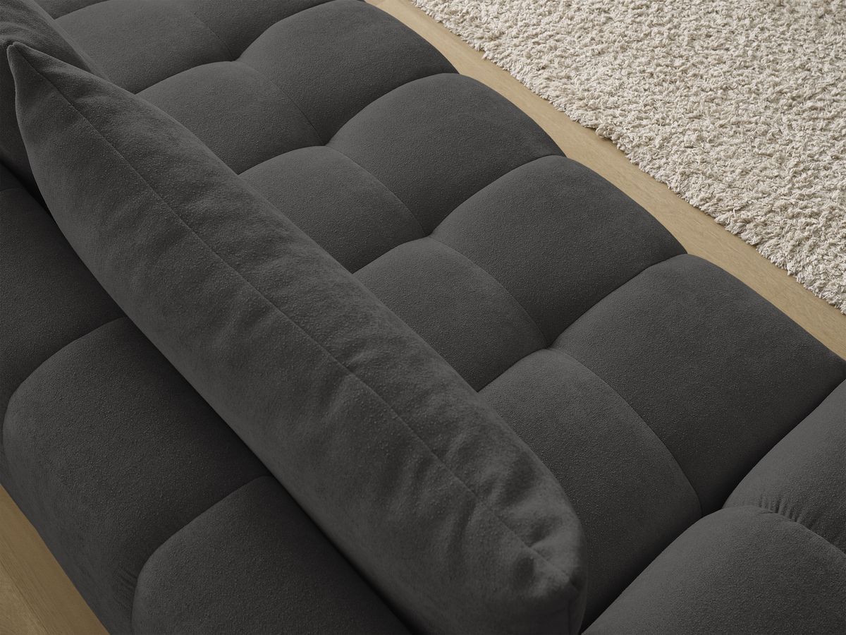Bobochic Everest Schlafsofa 3-Sitzer mit Bettkasten, 2 Kissen Strukturstoff Schwarz