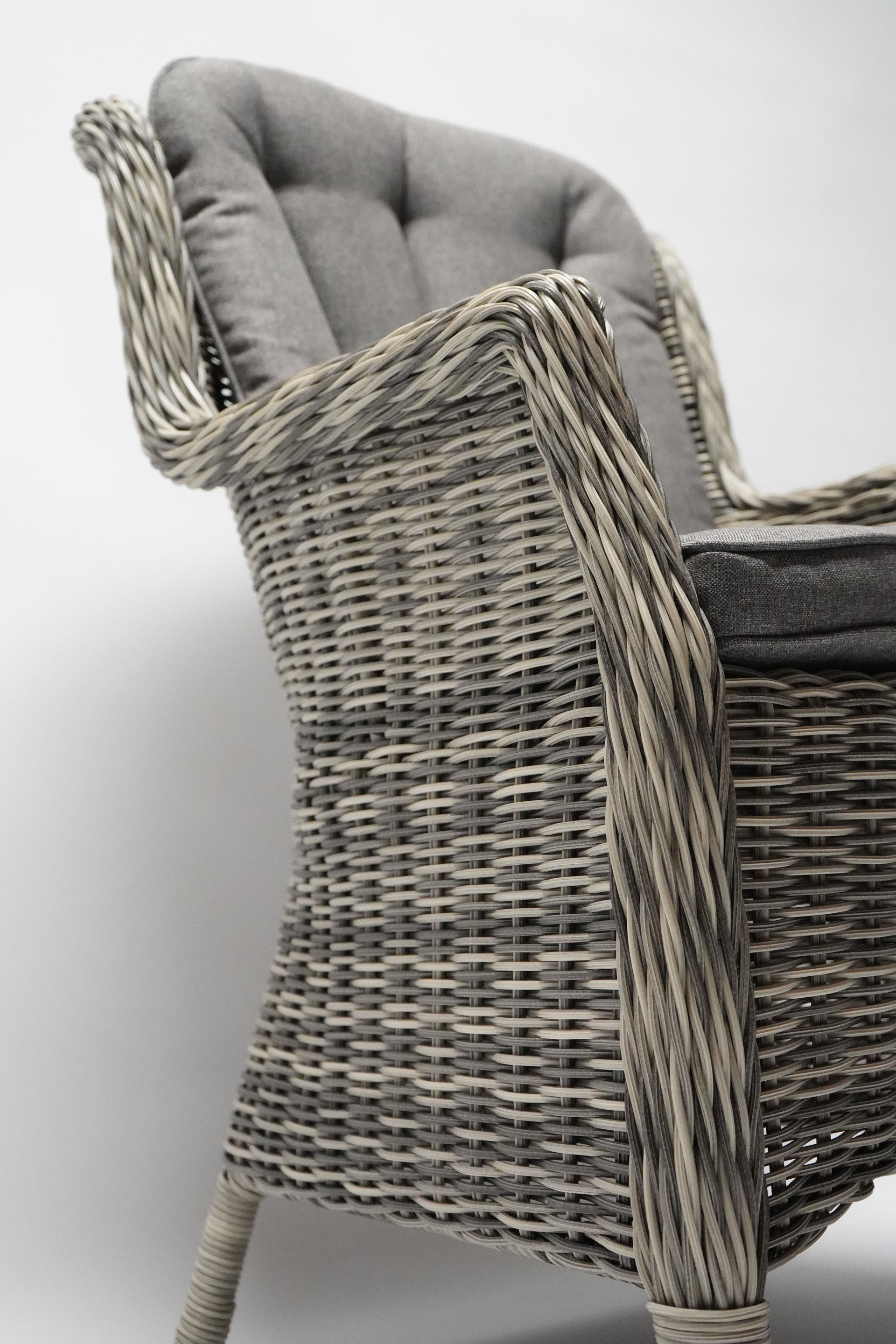 Gartensessel Set Miranda - 2er Set Polyrattan Grey Mix mit grauen Sitzkissen