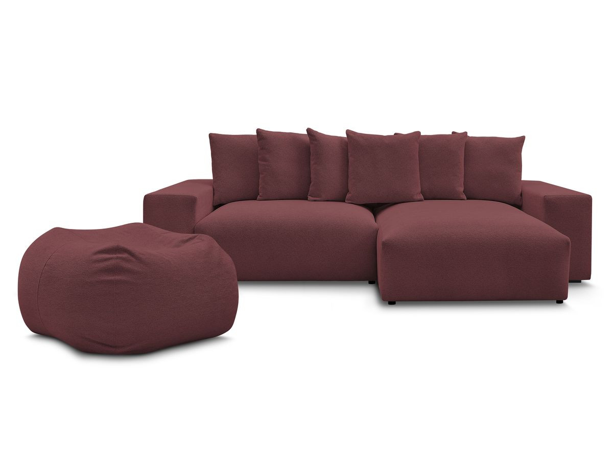 Bobochic Voltaire Ecksofa mit Pouf 310 × 174 cm Melange-Stoff Rot