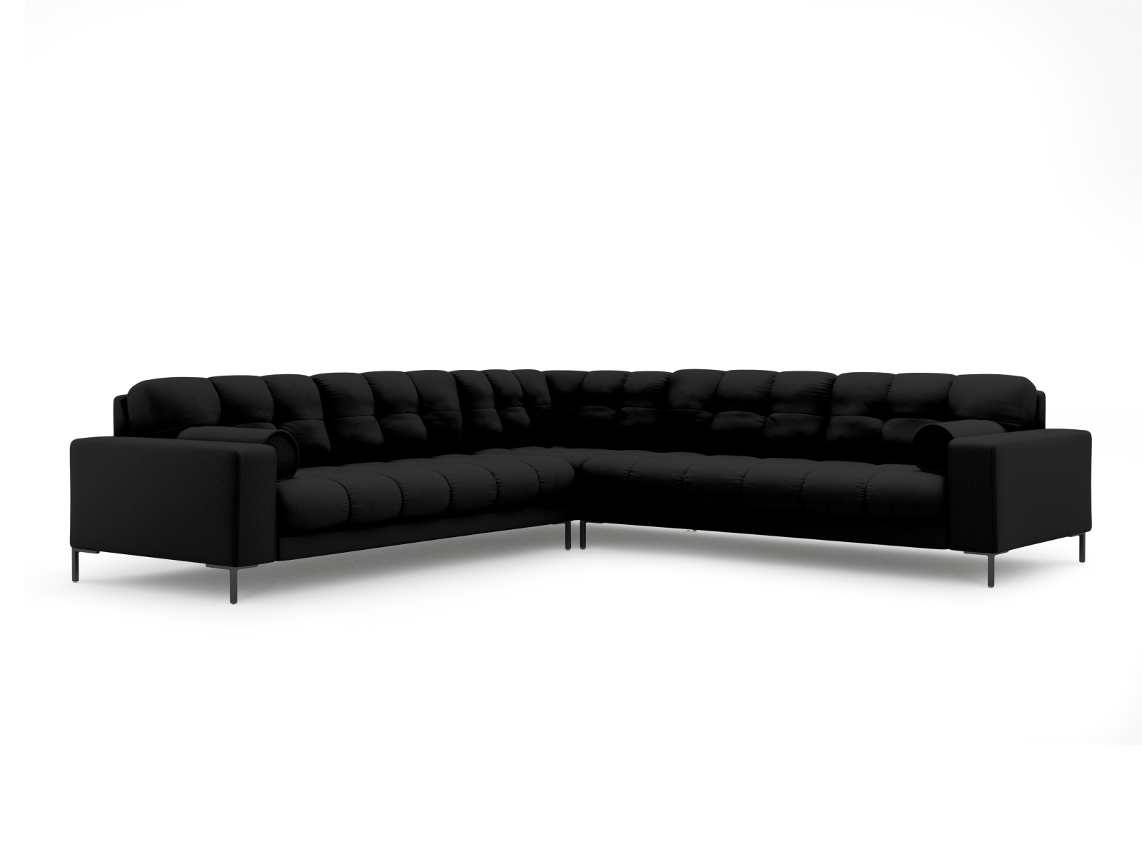 Cosmopolitan Design Symmetrisches Ecksofa Bali 6-Sitzer Strukturierter Stoff Neve Schwarz Beine Schwarzes Metall