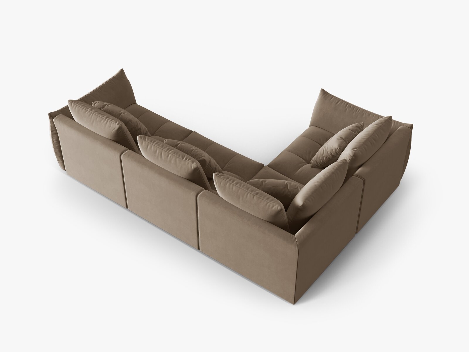 Micadoni Ecksofa Bloom 4-Sitzer Links Samt Hellbraun