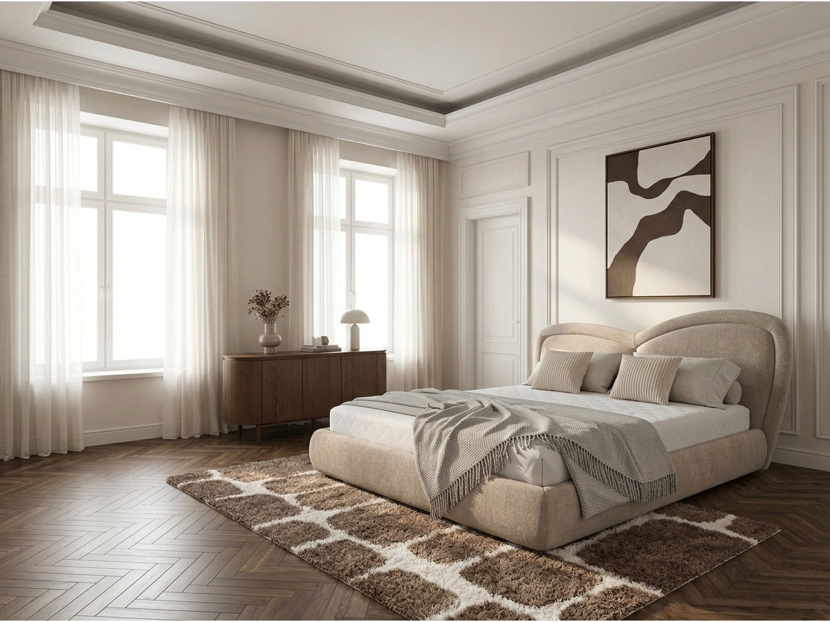Bobochic Daniela Polsterbett Strukturstoff Beige, Liegefläche 160 × 200 cm