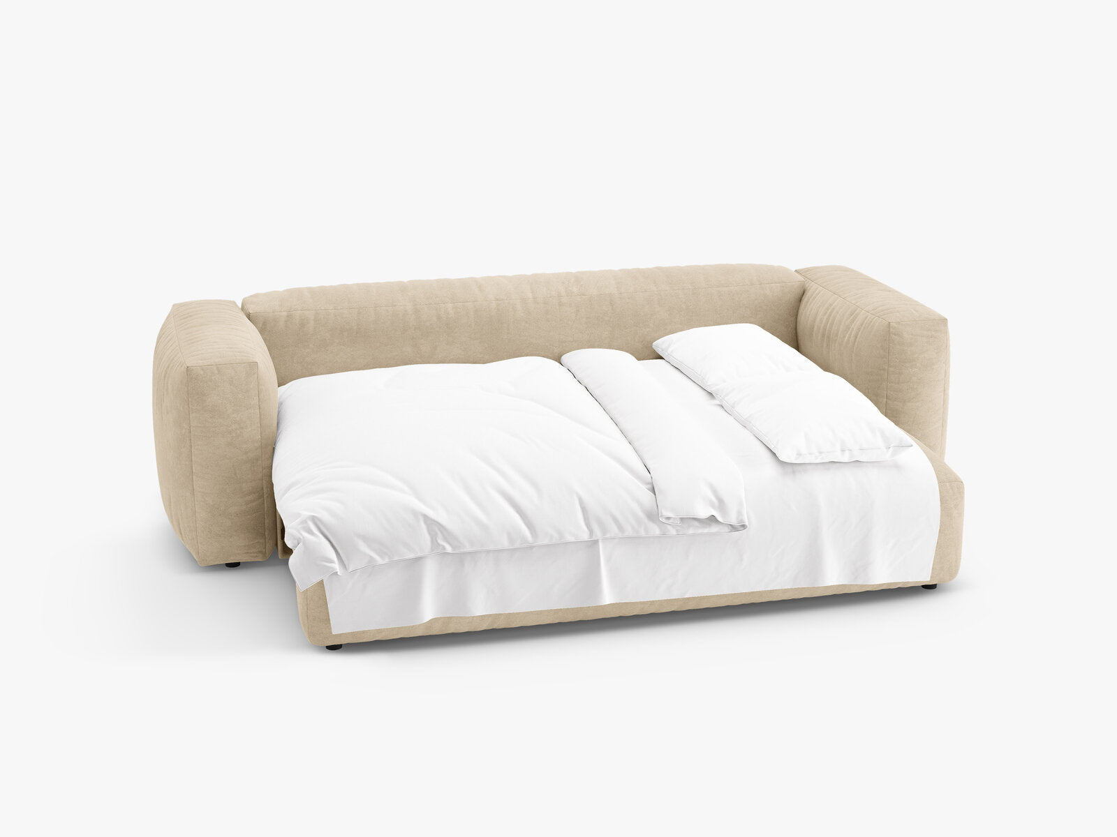 Micadoni Martina Sofa mit Bettfunktion Samt Vogue Helles Beige