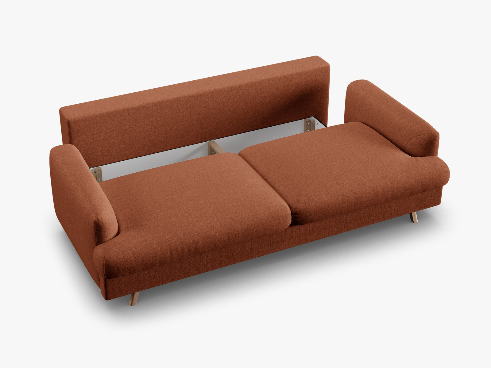 Micadoni Naomi Schlafsofa 3-Sitzer mit Bettkasten Strukturierter Stoff Liberty Ziegel