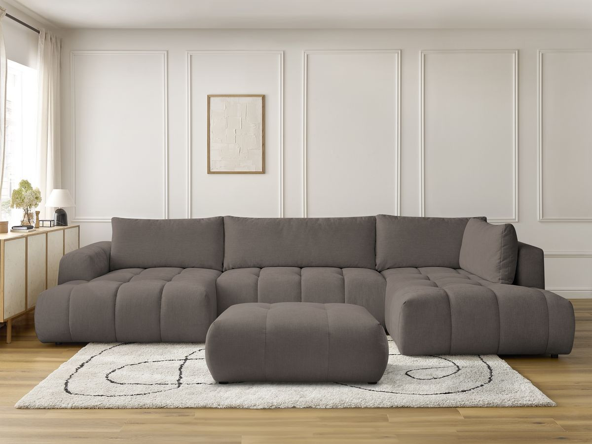 Bobochic Fuji Wohnlandschaft mit Pouf Stoff Taupe Ecke links