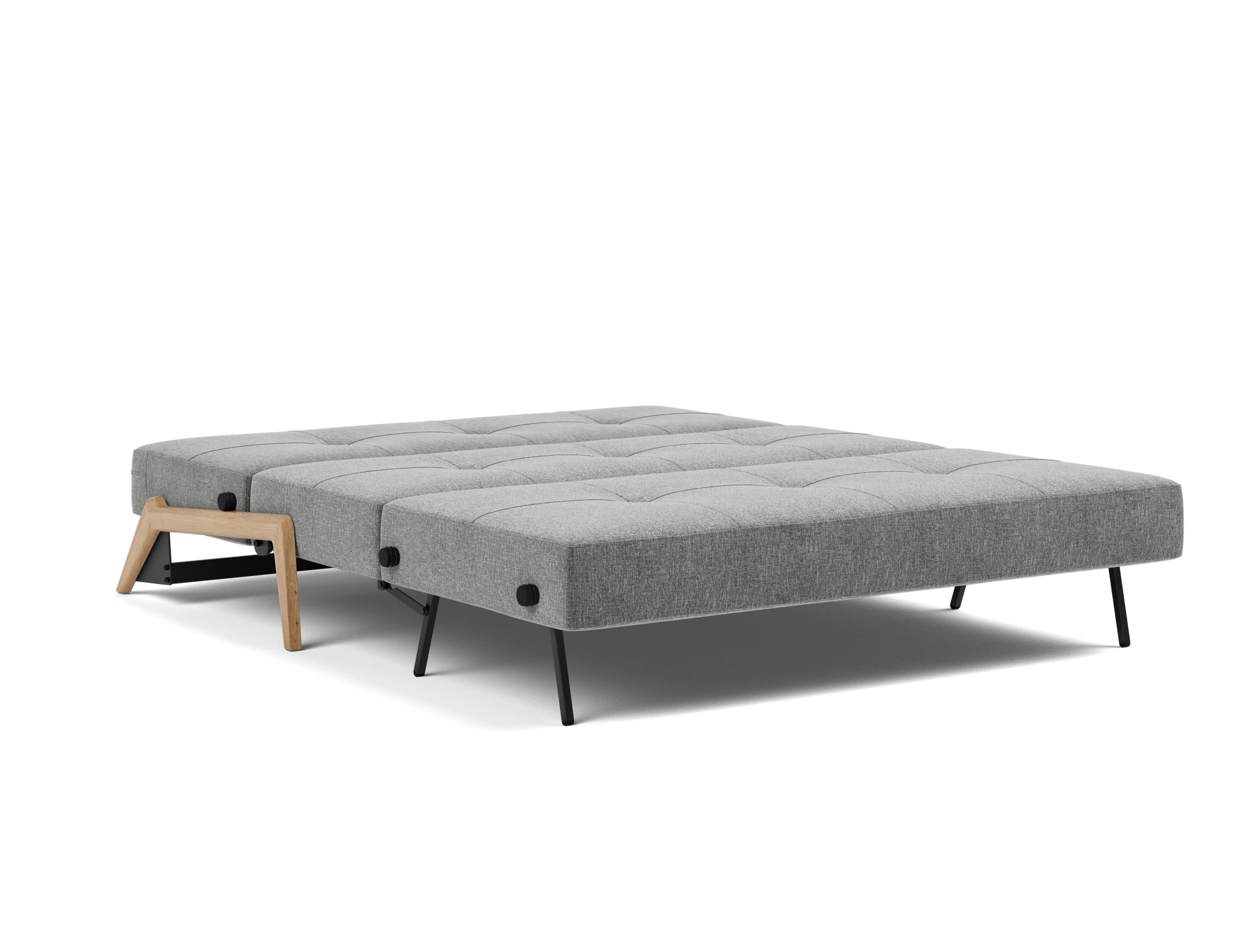 Schlafsofa Cubed 160 Strukturierter Stoff Twist 563-Charcoal Beine Eiche