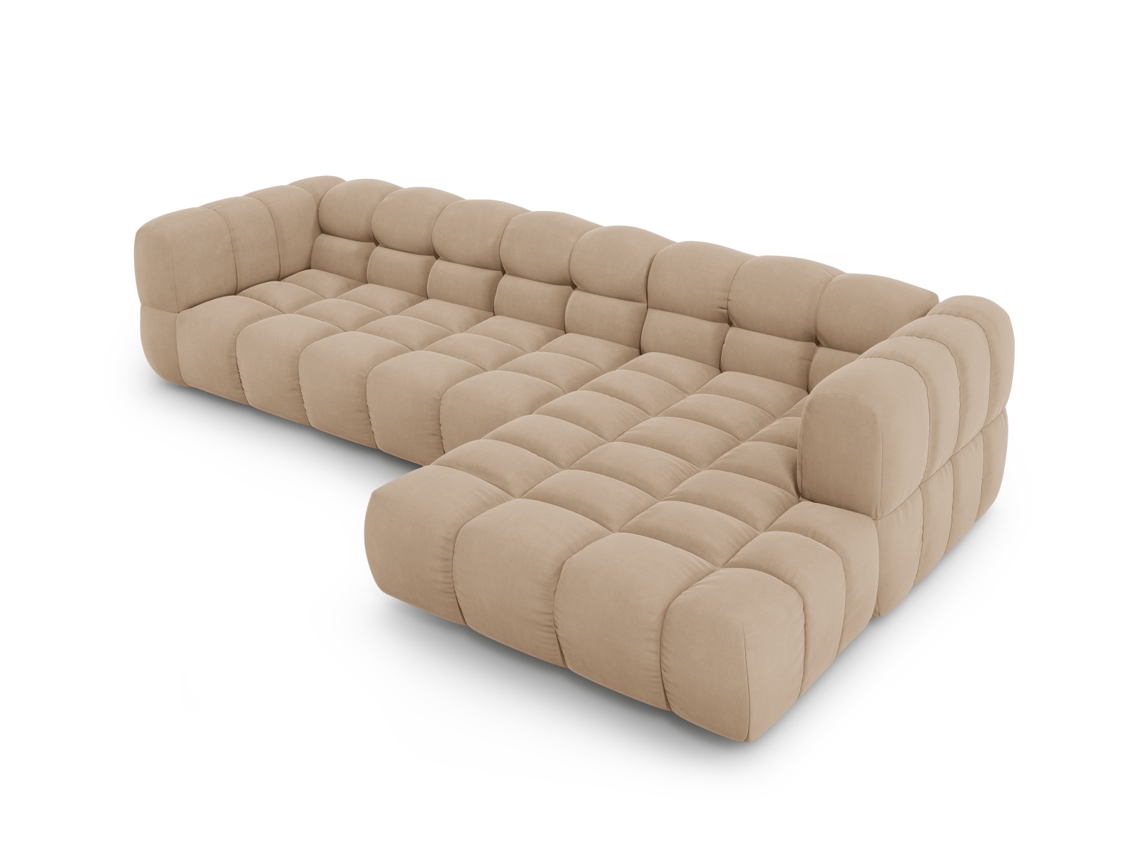 Cosmopolitan Design Ecksofa Sky 4-Sitzer große Version Samt Casino Mandelbeige Rechts