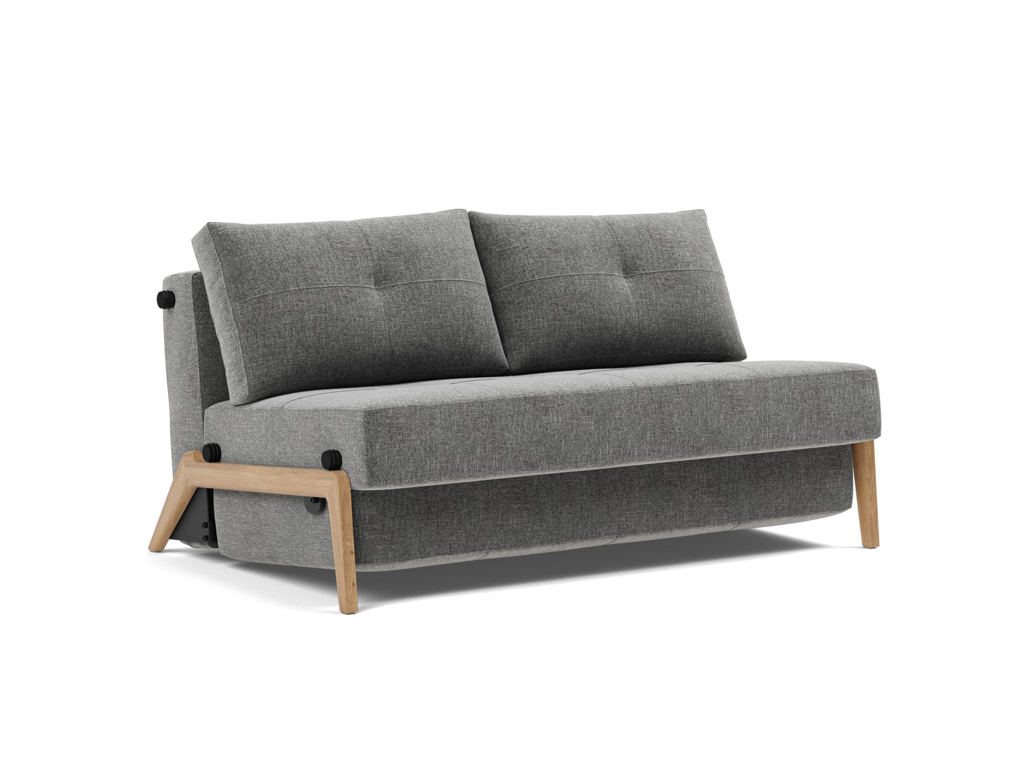 Schlafsofa Cubed 140 Strukturierter Stoff Twist 563-Charcoal Beine Eiche