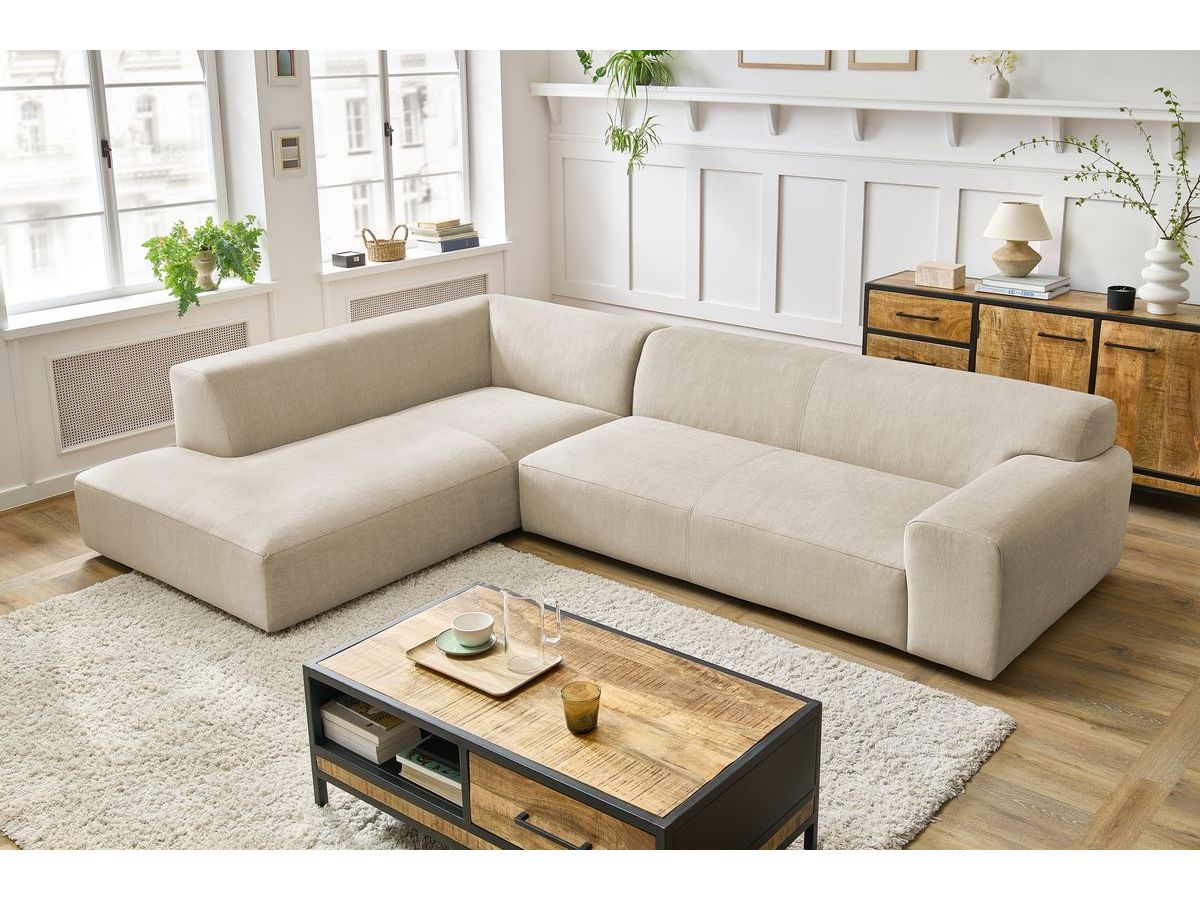 Bobochic Lavena Ecksofa 312 × 220 cm Samt Beige Ecke links