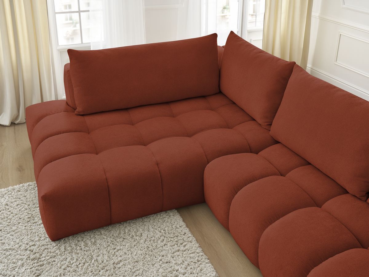 Bobochic Everest Ecksofa, 4 Kissen Strukturstoff Orange Ecke links