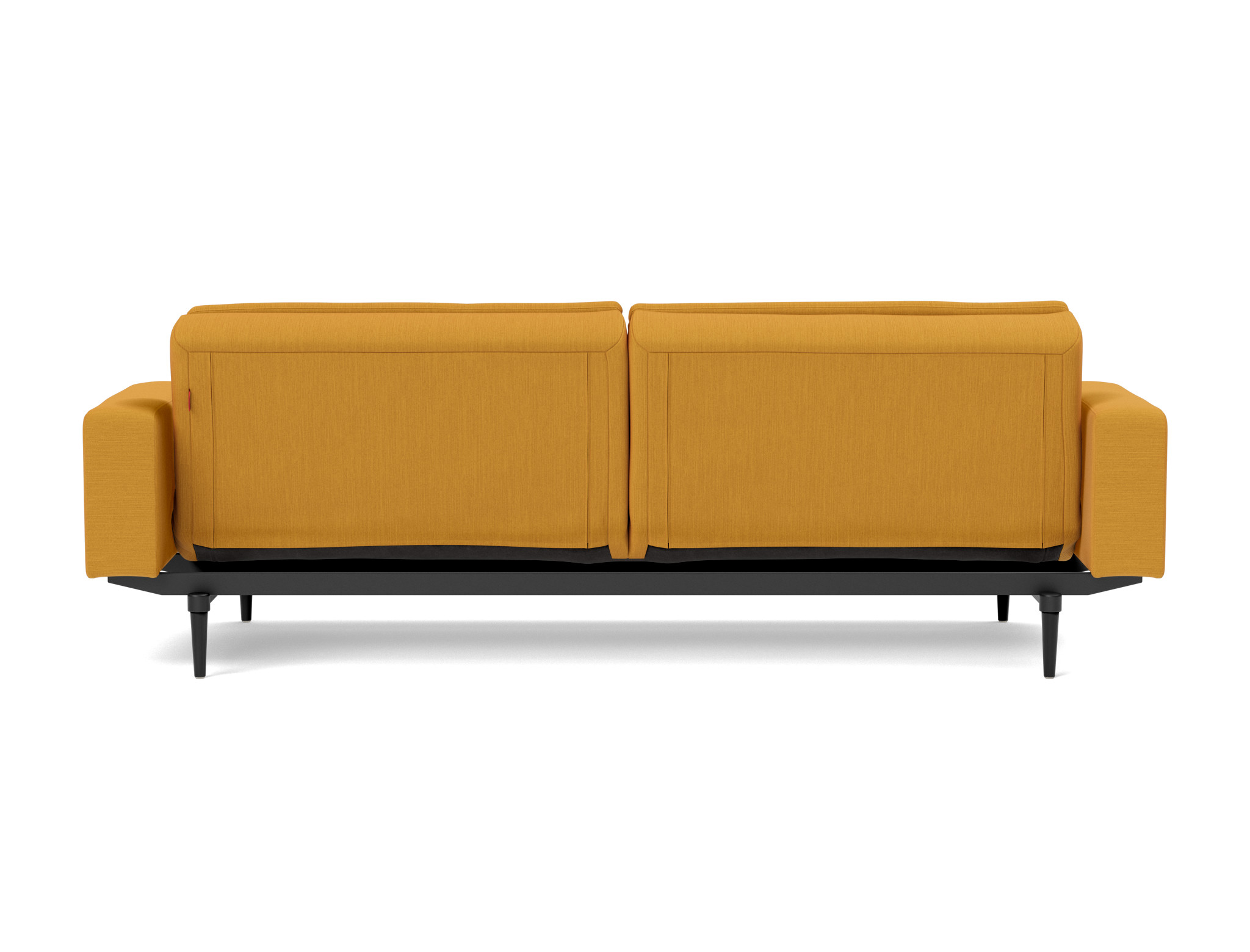 Schlafsofa Dublexo mit Armlehnen Flachgewebe Elegance 507-Burned-Curry Beine Styletto Eiche schwarz