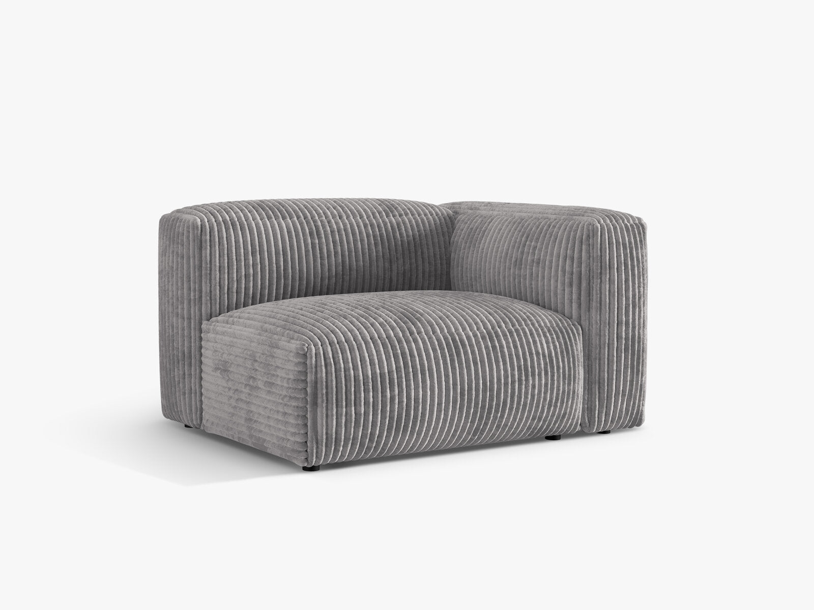 Micadoni Eckmodul Martina 1-Sitzer Rechts Kord Tilia Hellgrau