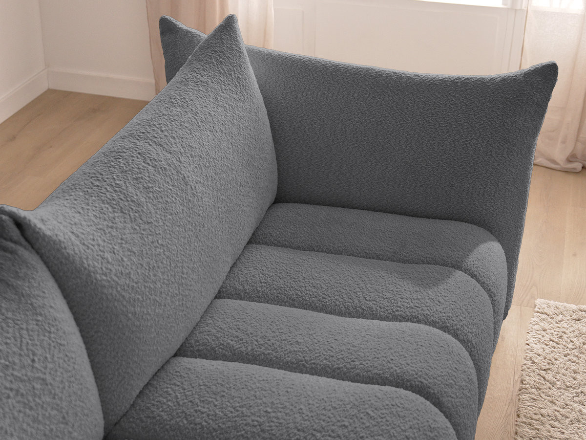 Bobochic Azra Sofa 3-Sitzer Bouclé-Stoff Dunkelgrau