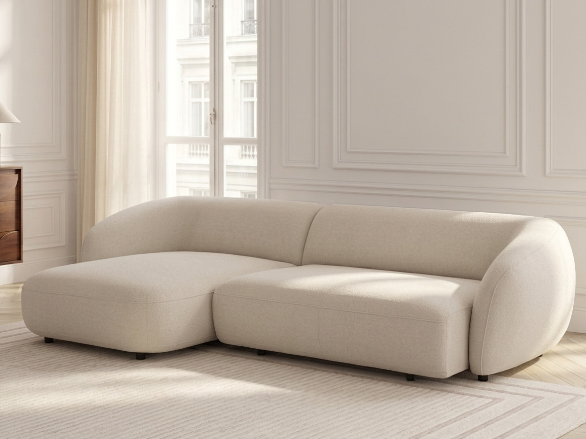 Bobochic Halo Ecksofa mit Schlaffunktion Stoff Beige Ecke links