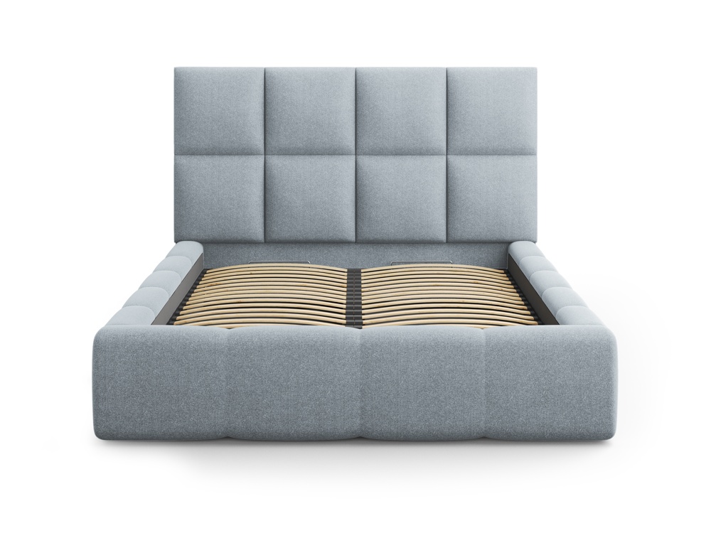 Cosmopolitan Design Stauraumbett mit Kopfteil Livigno 160x200 Strukturierter Stoff Solid Hellblau