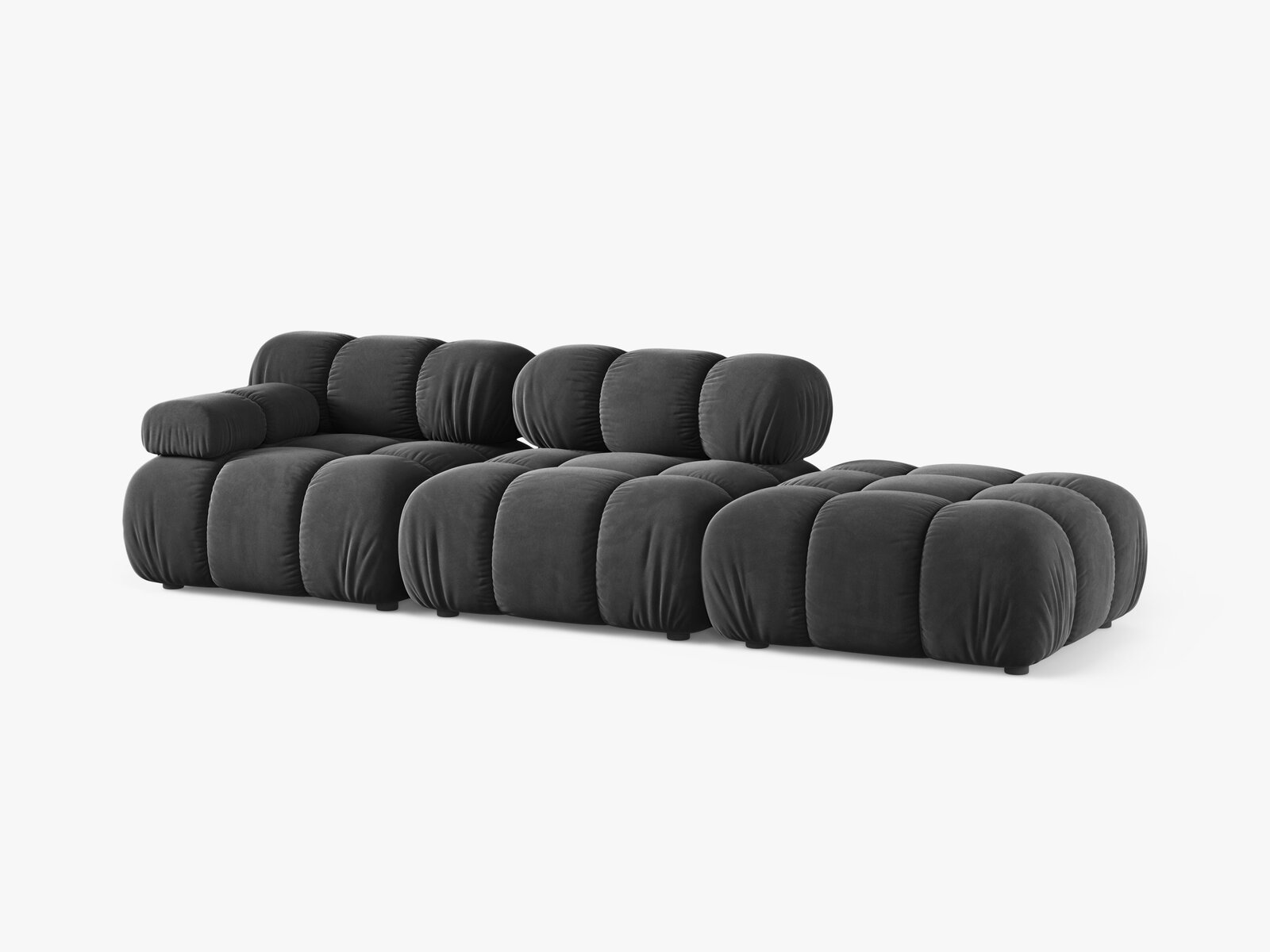 Micadoni Modulares Sofa Bellis 4-Sitzer Rechts Samt Venus Grau