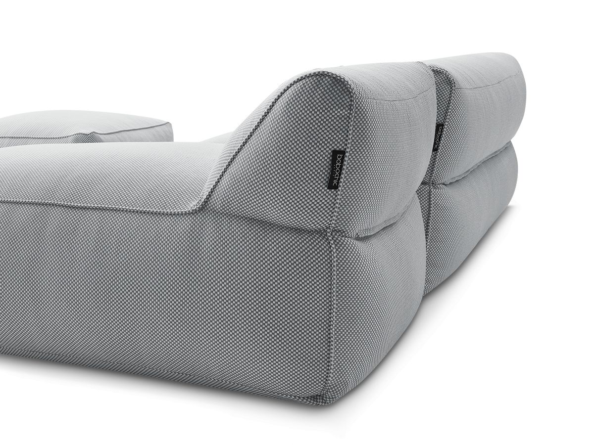 Bobochic Riviera Gartensofa 5-Sitzer mit Pouf Melange-Stoff Hellgrau