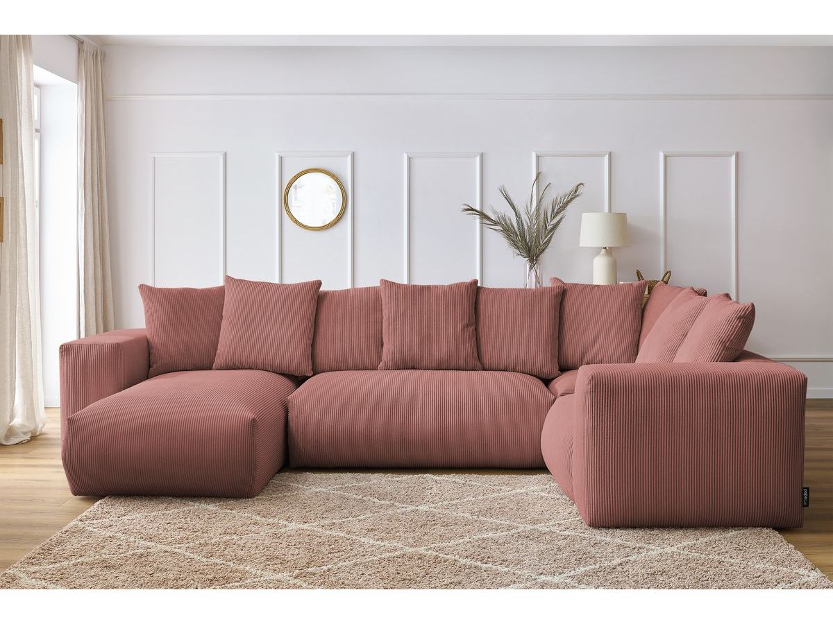 Bobochic Voltaire Wohnlandschaft 356 × 214 cm Cordsamt Rosa Ecke links