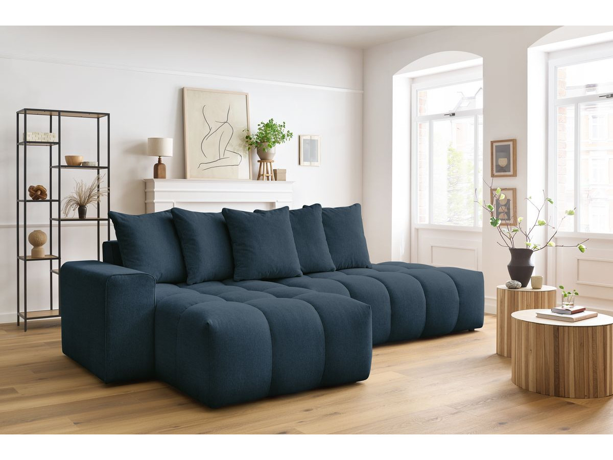 Bobochic Mont-blanc Ecksofa Melange-Stoff Dunkelblau Ecke links