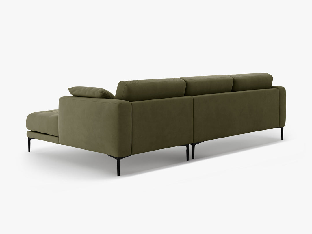 Micadoni Ecksofa Bemy 3-Sitzer Rechts Samt Grün