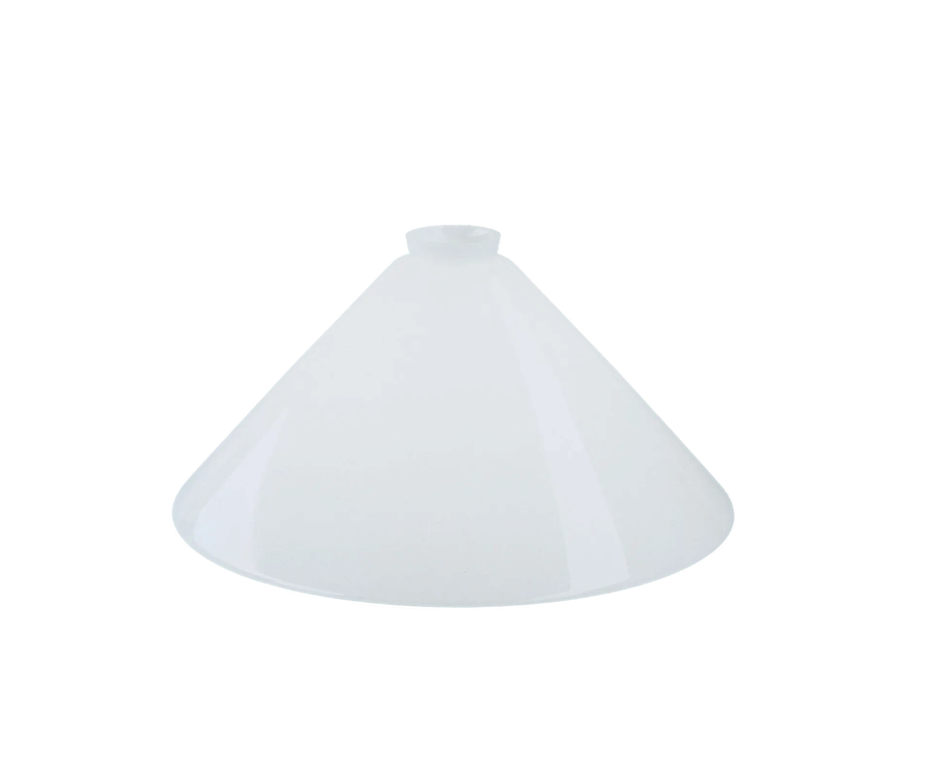 Berliner Messinglampen Glasschirm Nr. 89 Kegelform, Opalglas weiß glänzend