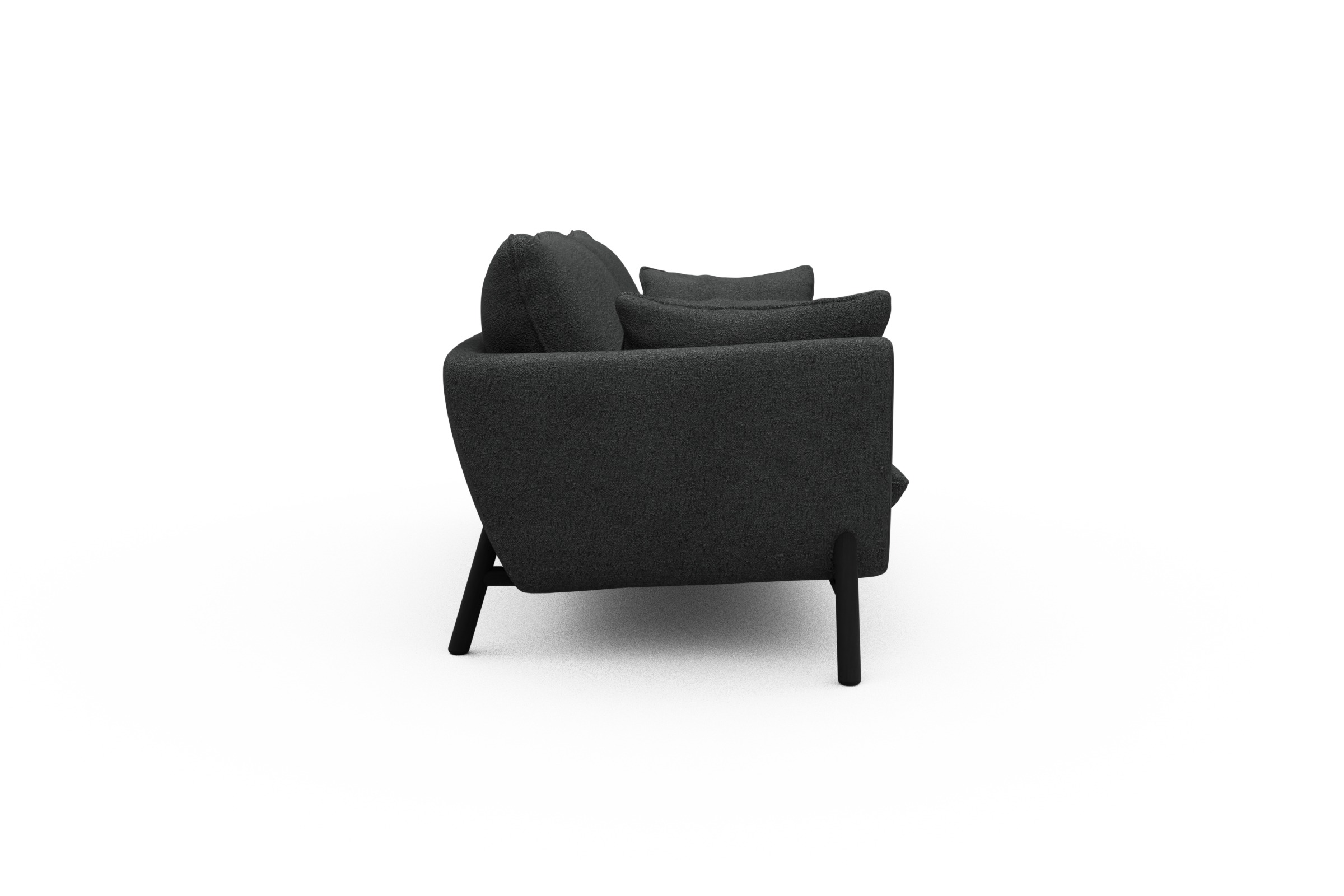 Sofa Emil 3-Sitzer Beinfarbe Eiche Schwarz Boucle-Charcoal