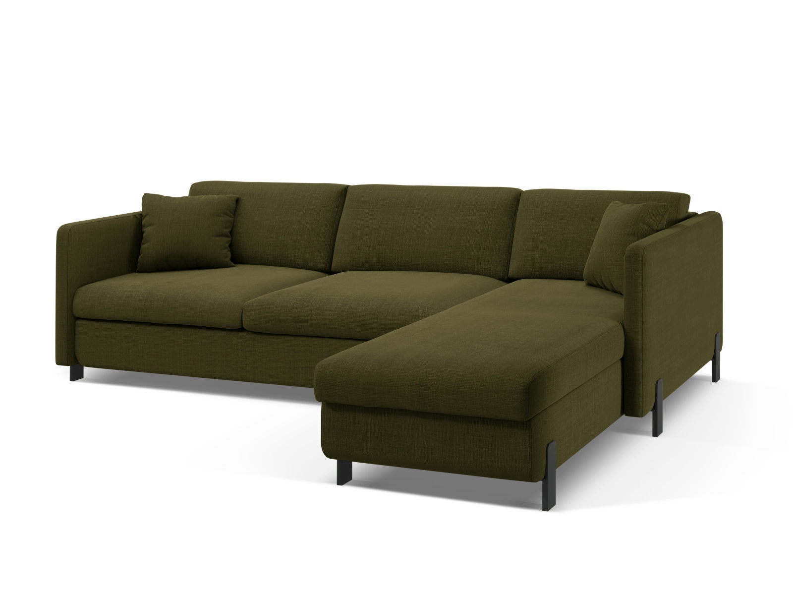 Micadoni Schlaf-Ecksofa Gloria 5-Sitzer Rechts Strukturierter Stoff Grün 205x160