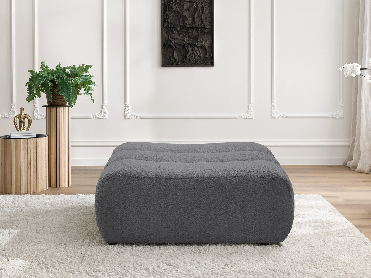 Bobochic Azra Pouf Bouclé-Stoff Dunkelgrau